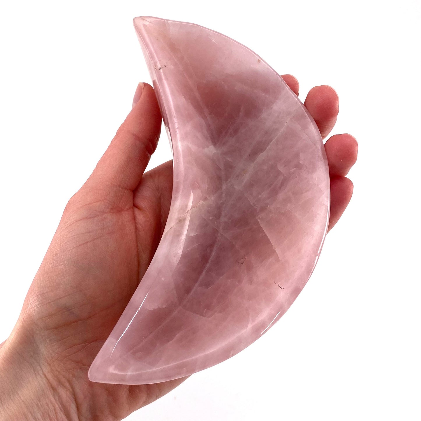 Rose quartz moon bowl, natural rose quartz, polished rose quartz bowl, rose quartz bowl, crystal bowl, moon shaped bowl