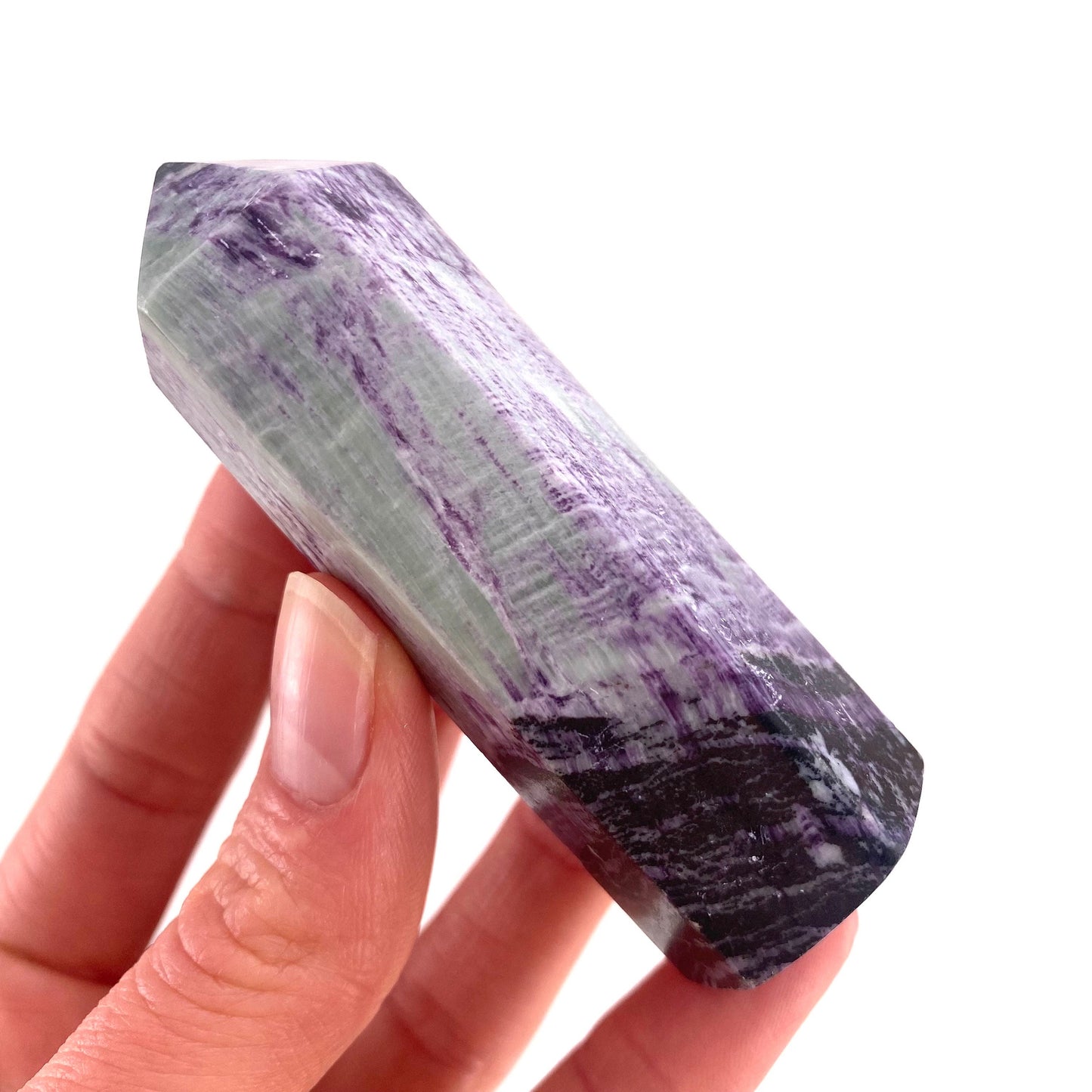 Kammererite Point, polished kammererite, kammererite crystal, kammererite tower, kammererite wand