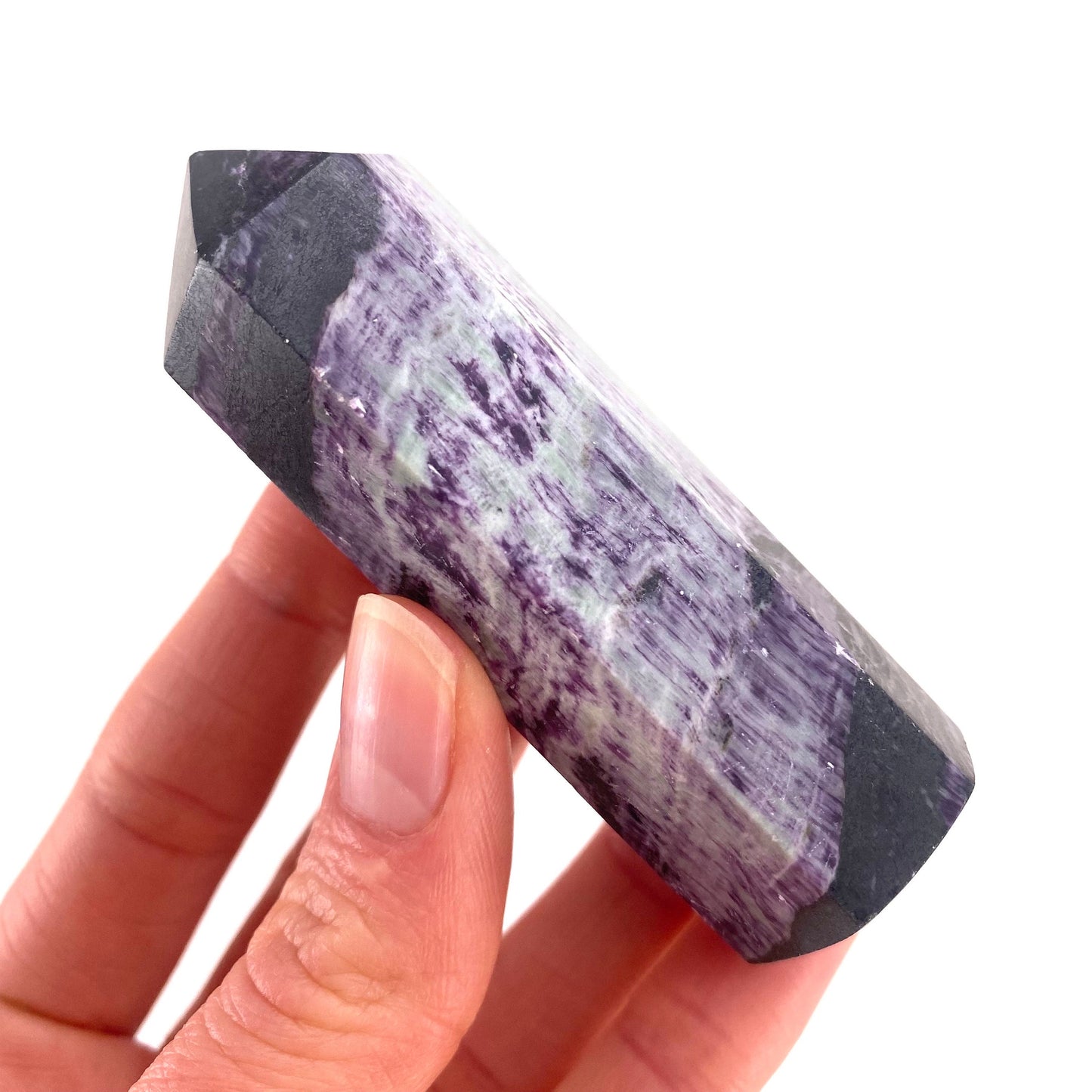 Kammererite Point, polished kammererite, kammererite crystal, kammererite tower, kammererite wand
