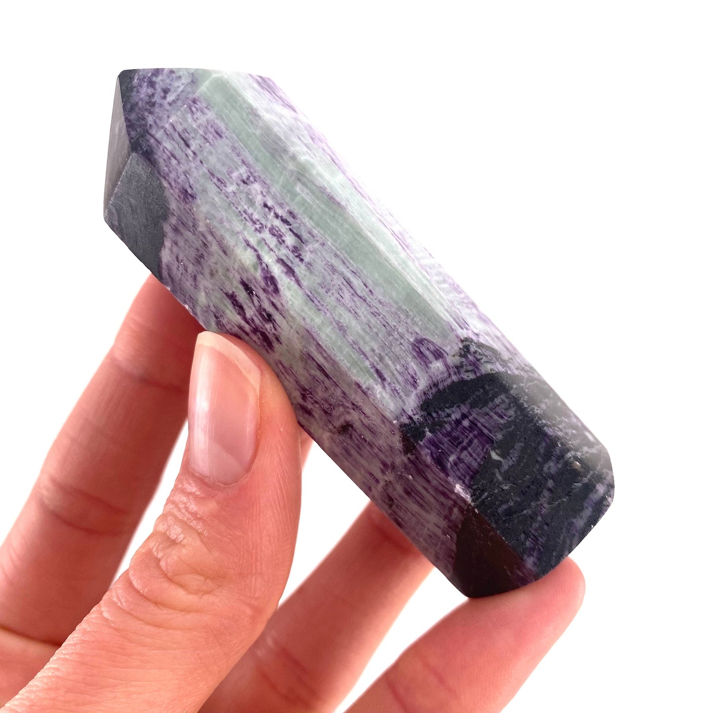 Kammererite Point, polished kammererite, kammererite crystal, kammererite tower, kammererite wand