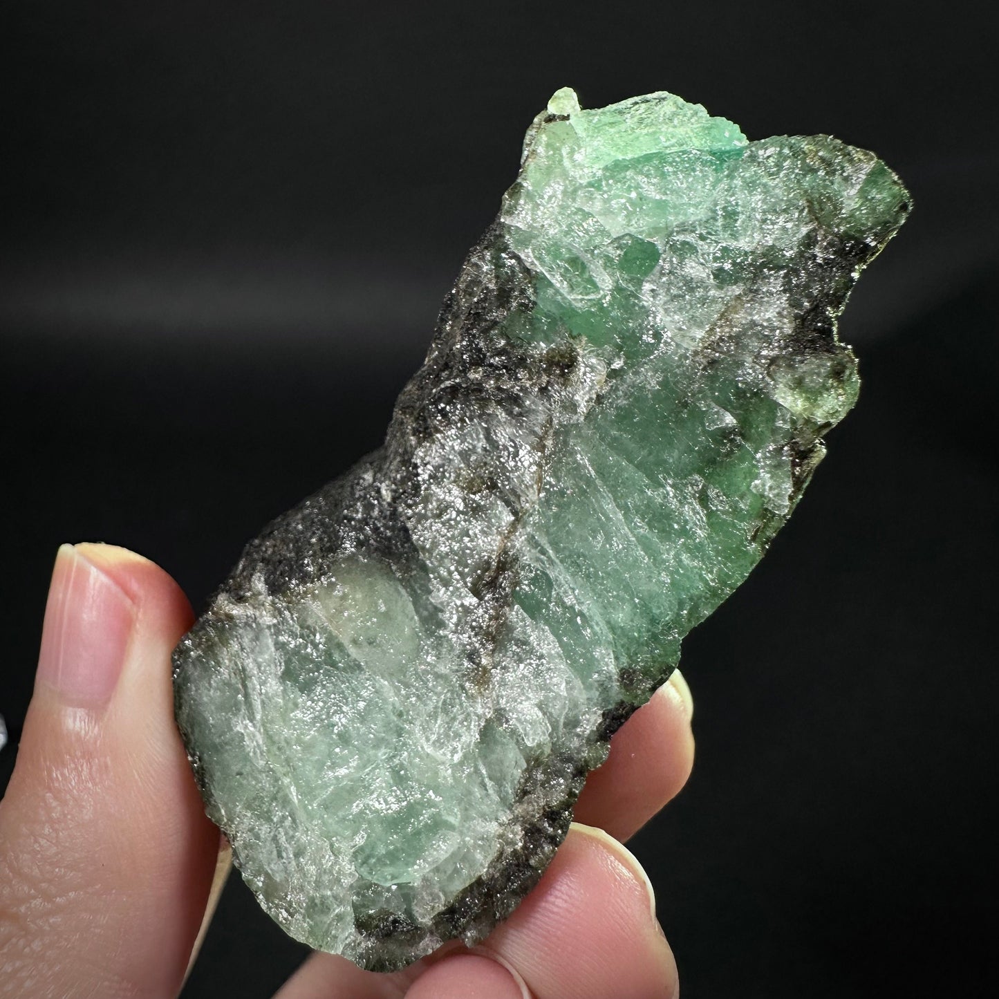 Natural Emerald with Mica (Pakistan) | beryl var. emerald, green emerald, raw emerald, emerald crystal, mineral specimen