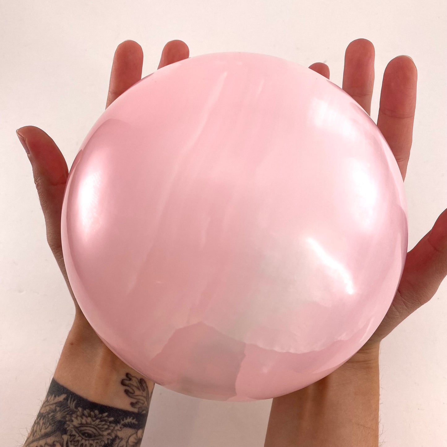 UV-reactive Mangano Calcite Sphere, crystal ball, mangano calcite sphere, pink calcite crystal, crystal sphere
