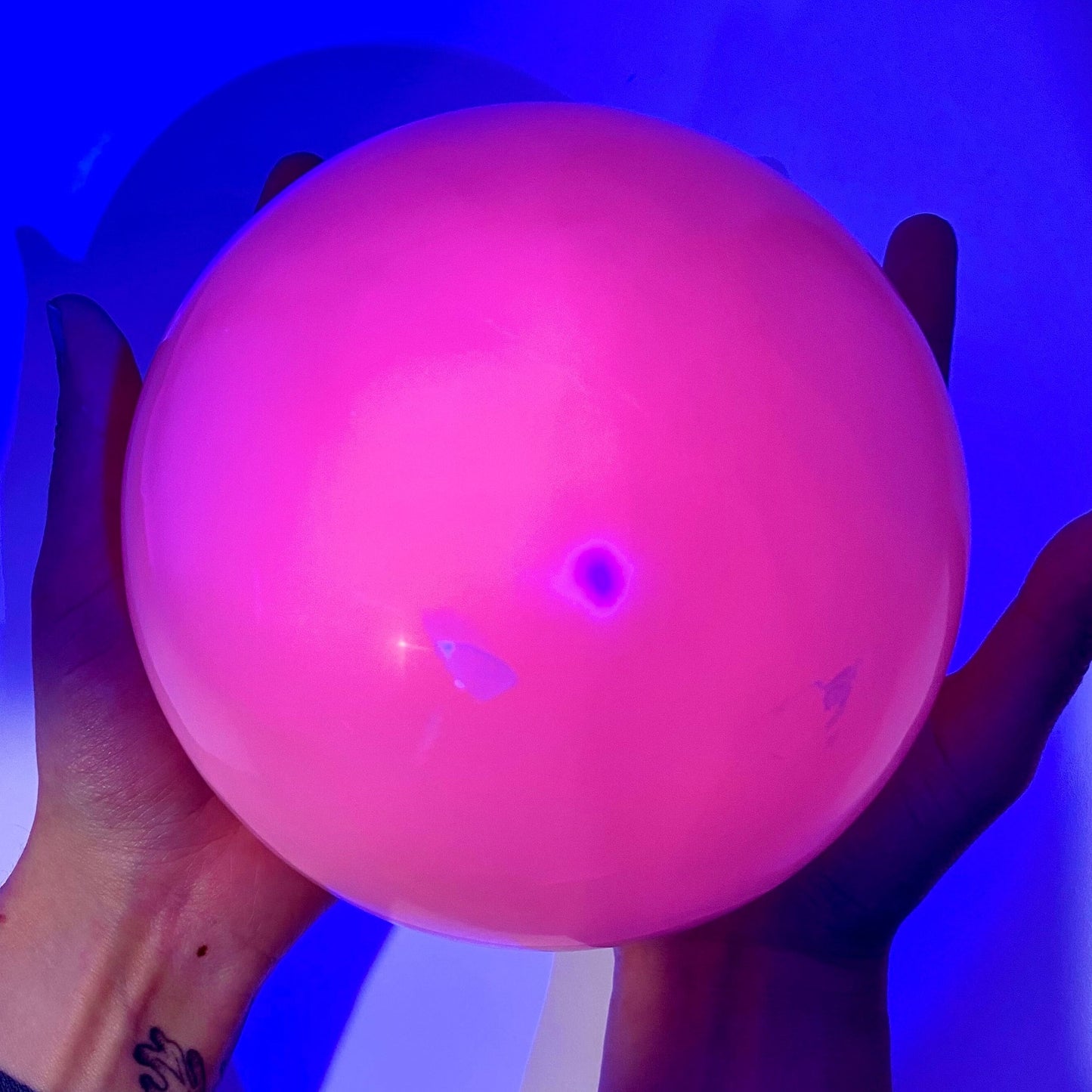 UV-reactive Mangano Calcite Sphere, crystal ball, mangano calcite sphere, pink calcite crystal, crystal sphere