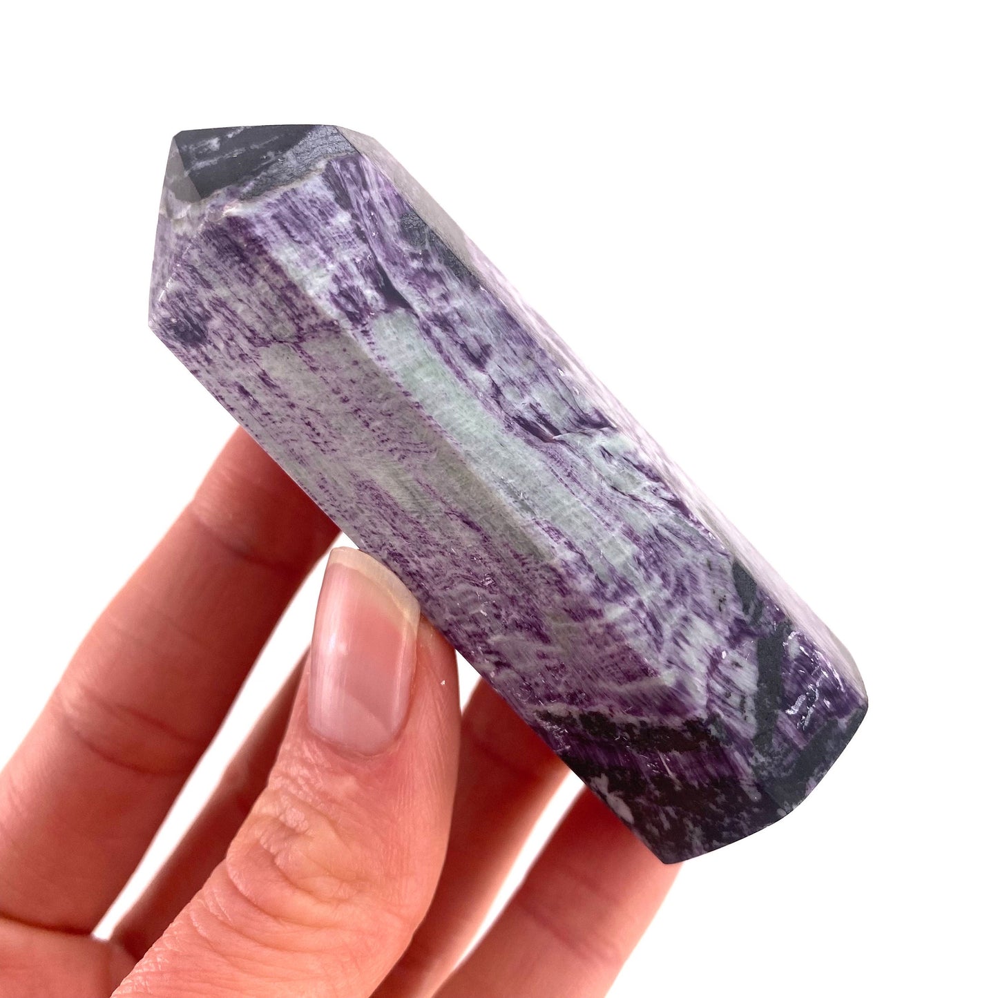 Kammererite Point, polished kammererite, kammererite crystal, kammererite tower, kammererite wand