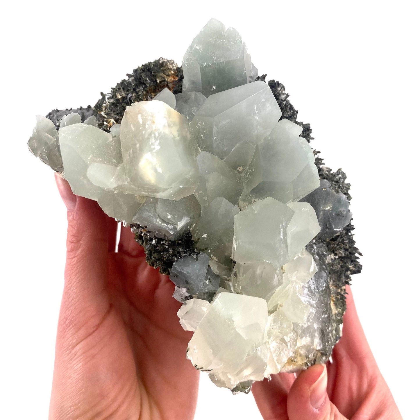 XXL Yellow bone quartz cluster with epidote inclusions (Pakistan) | halloysite quartz, epidote quartz, green epidote, mango quartz
