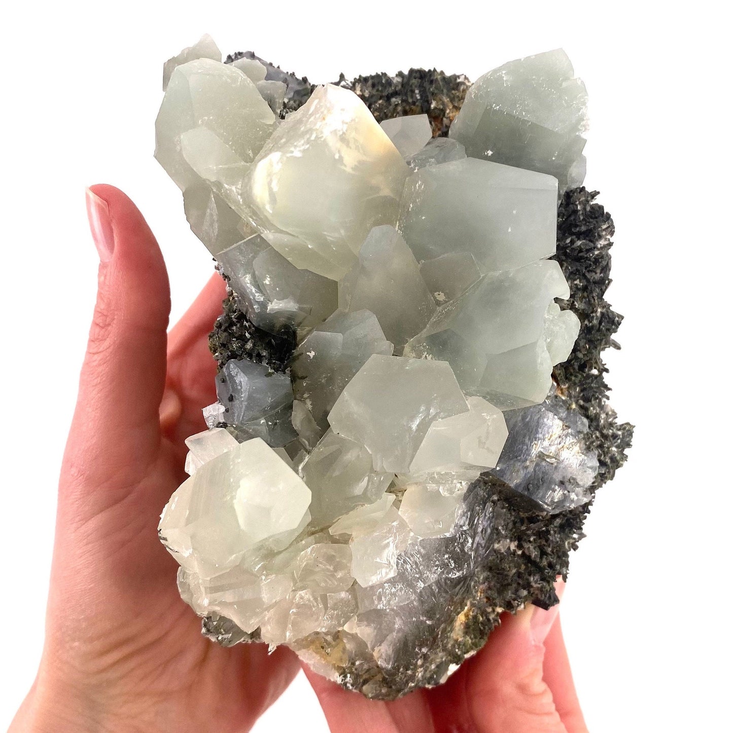 XXL Yellow bone quartz cluster with epidote inclusions (Pakistan) | halloysite quartz, epidote quartz, green epidote, mango quartz