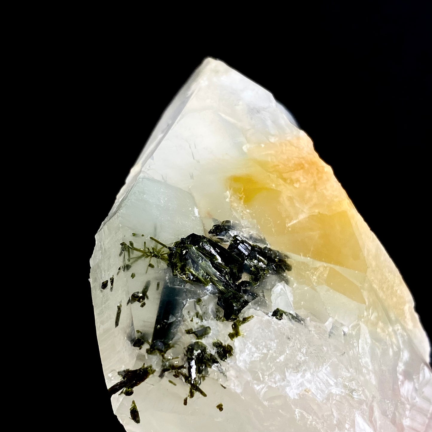 Yellow Bone Quartz & Epidote (Pakistan) | bone quartz, epidote quartz, green epidote, mango quartz