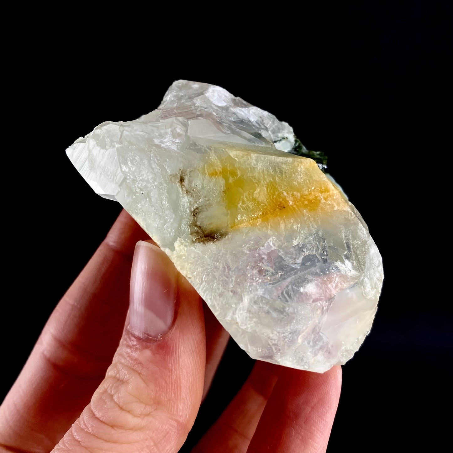 Yellow Bone Quartz & Epidote (Pakistan) | bone quartz, epidote quartz, green epidote, mango quartz