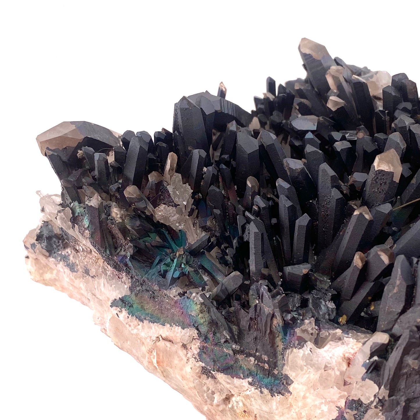 XXL Iridescent Colorful Goethite over Quartz (Madagascar) | natural quartz specimen, quartz crystal, goethite quartz, mineral specimen