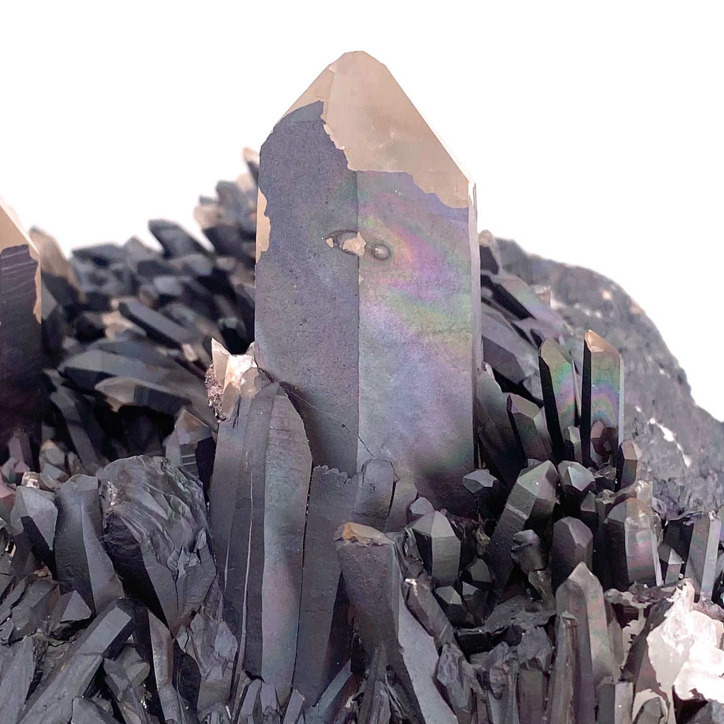 XXL Iridescent Colorful Goethite over Quartz (Madagascar) | natural quartz specimen, quartz crystal, goethite quartz, mineral specimen