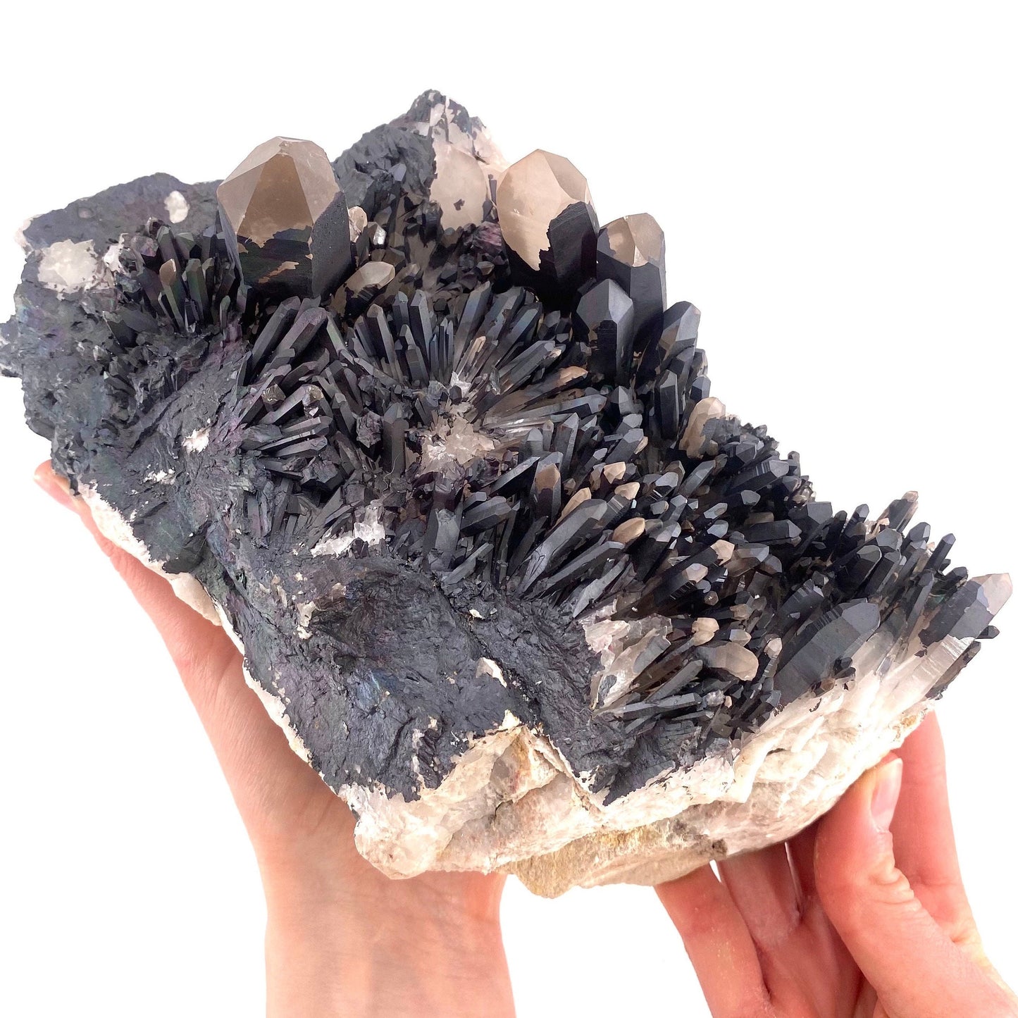 XXL Iridescent Colorful Goethite over Quartz (Madagascar) | natural quartz specimen, quartz crystal, goethite quartz, mineral specimen