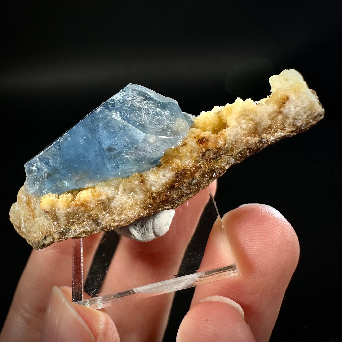 Blue Celestite on Calcite (Afghanistan), terminated celestite cluster, dark blue celestite, mineral specimen, natural celestite