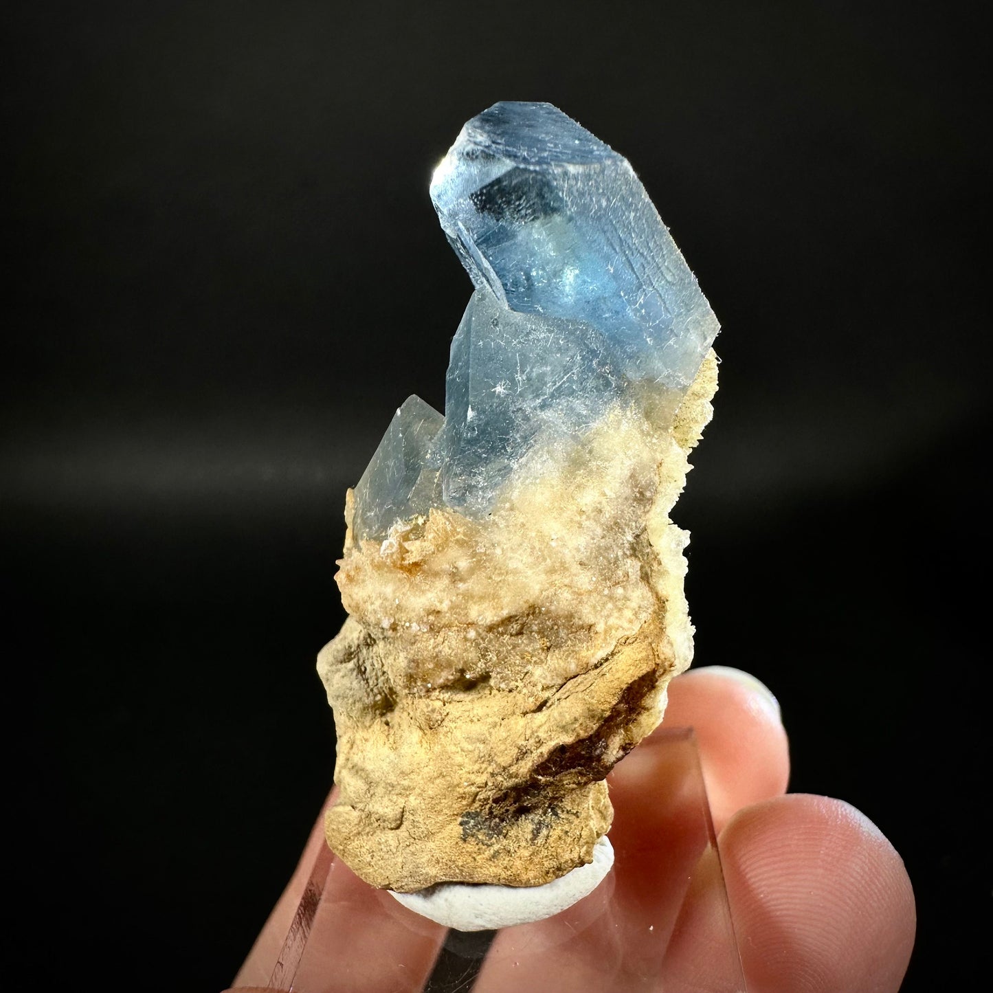 Blue Celestite on Calcite (Afghanistan), terminated celestite cluster, dark blue celestite, mineral specimen, natural celestite