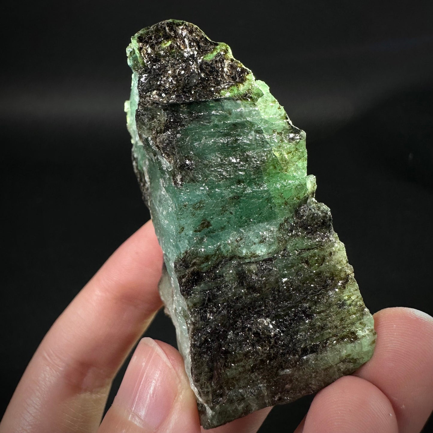 Natural Emerald with Mica (Pakistan) | beryl var. emerald, green emerald, raw emerald, emerald crystal, mineral specimen