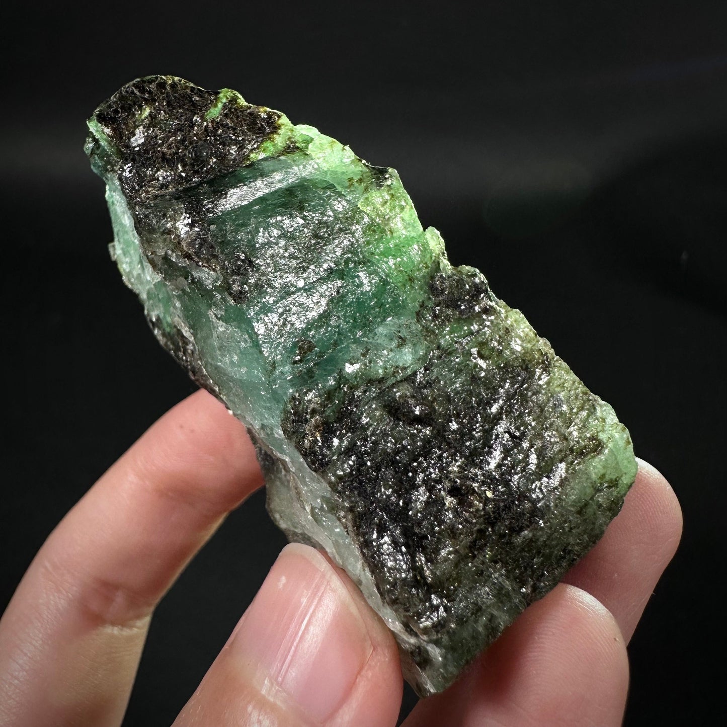 Natural Emerald with Mica (Pakistan) | beryl var. emerald, green emerald, raw emerald, emerald crystal, mineral specimen