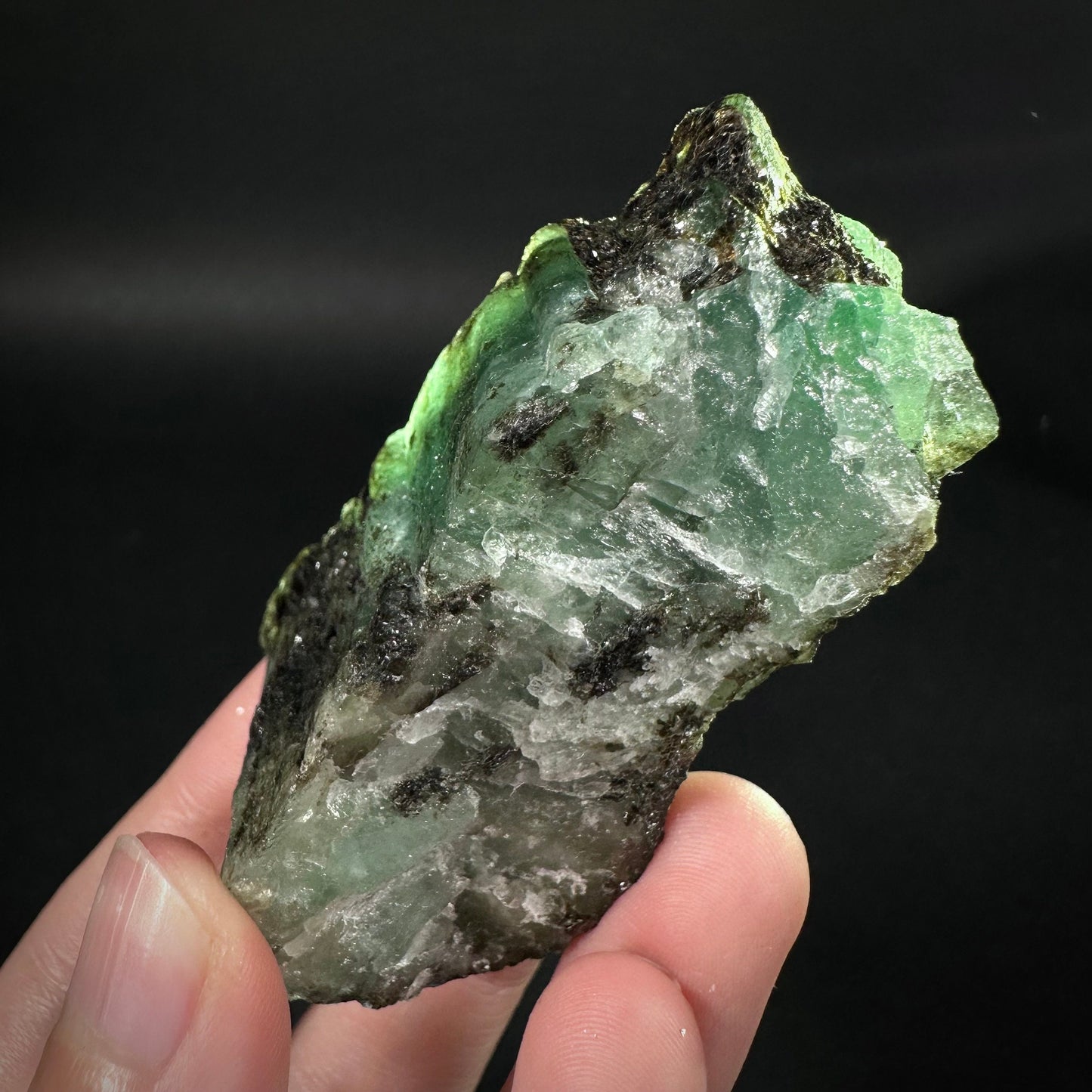 Natural Emerald with Mica (Pakistan) | beryl var. emerald, green emerald, raw emerald, emerald crystal, mineral specimen