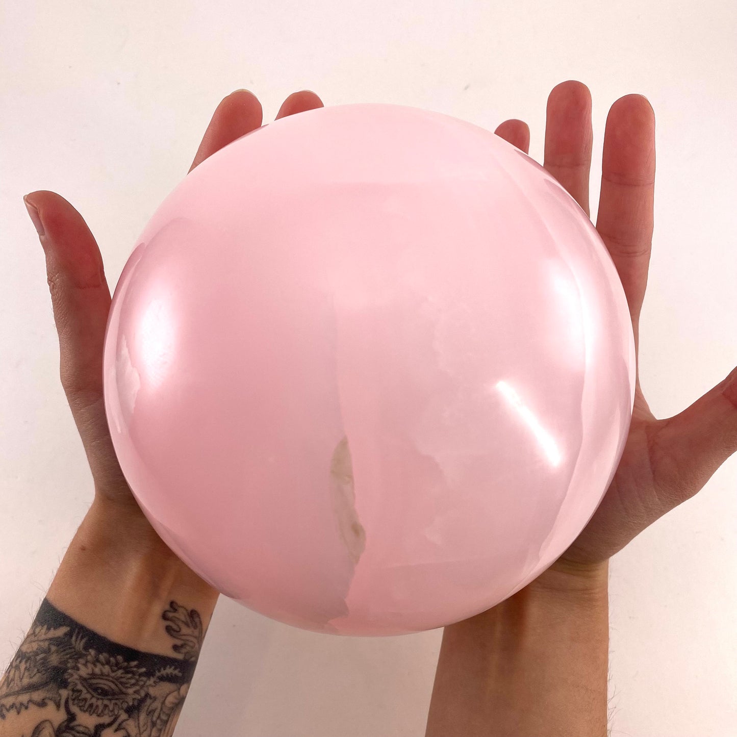 UV-reactive Mangano Calcite Sphere, crystal ball, mangano calcite sphere, pink calcite crystal, crystal sphere