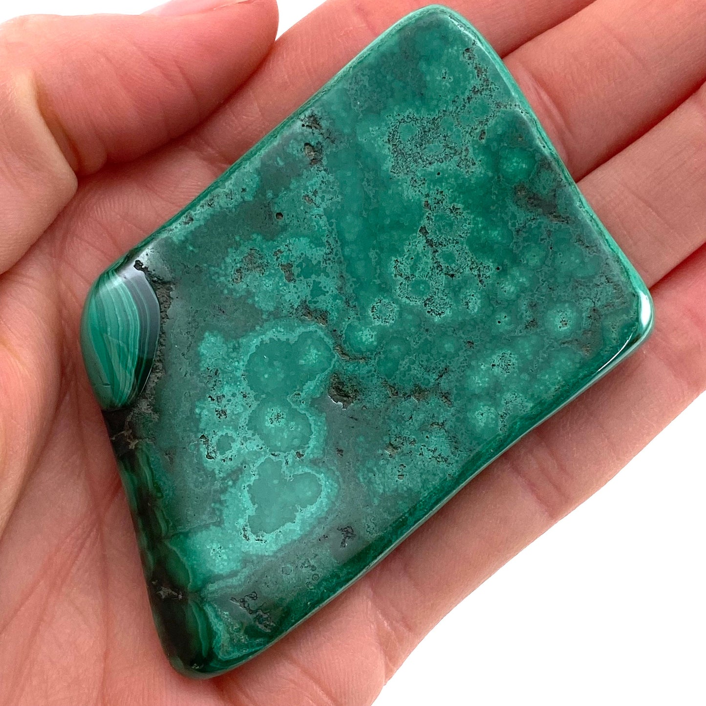 Polished Malachite Specimen (Congo), natural malachite, malachite freeform, malachite