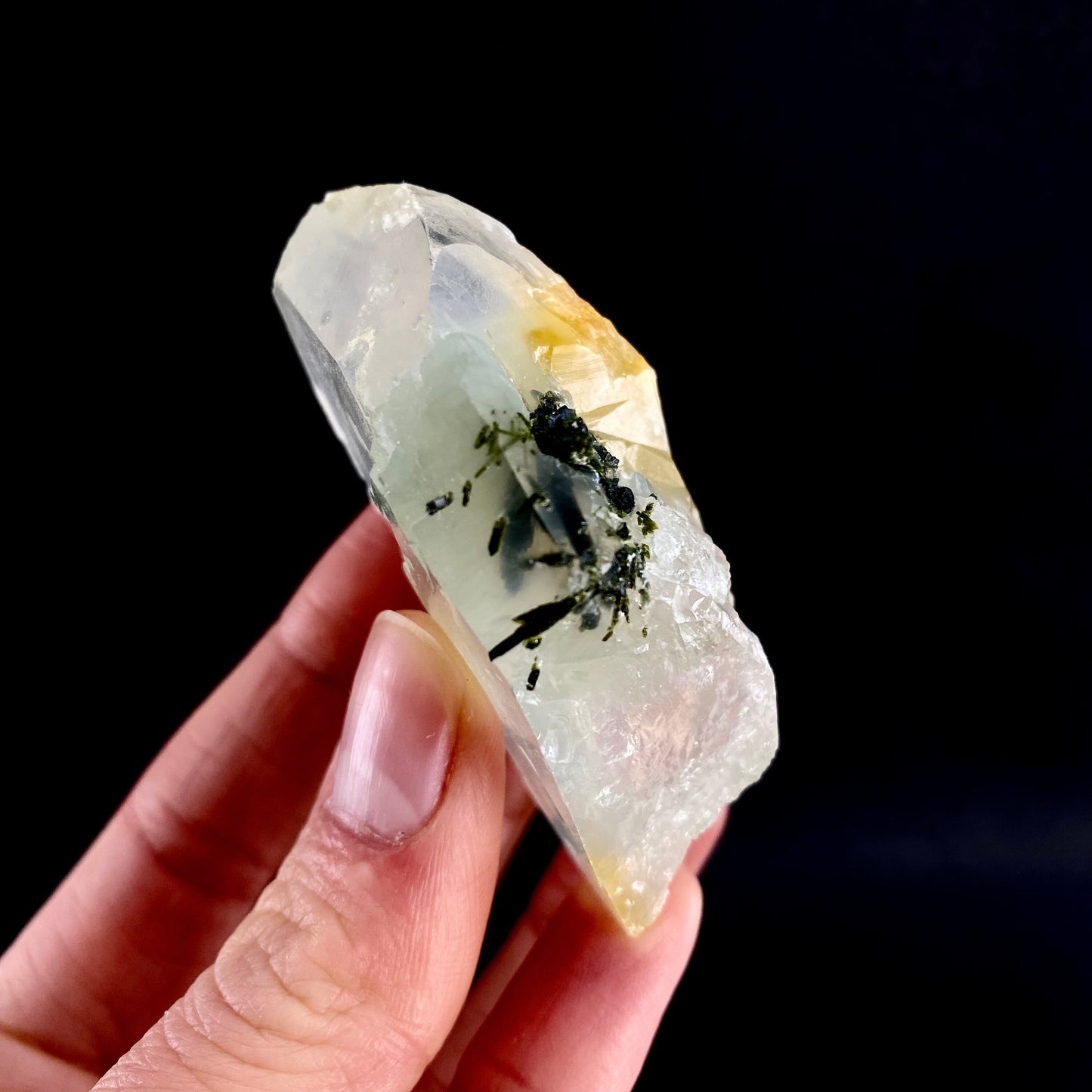 Yellow Bone Quartz & Epidote (Pakistan) | bone quartz, epidote quartz, green epidote, mango quartz