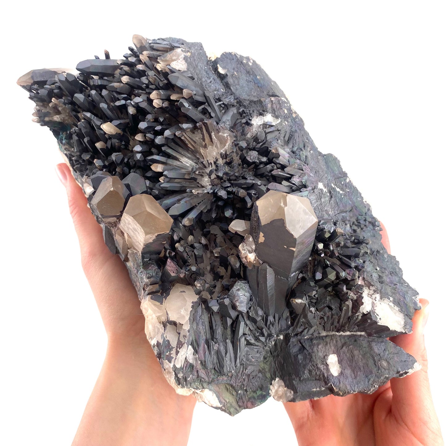XXL Iridescent Colorful Goethite over Quartz (Madagascar) | natural quartz specimen, quartz crystal, goethite quartz, mineral specimen