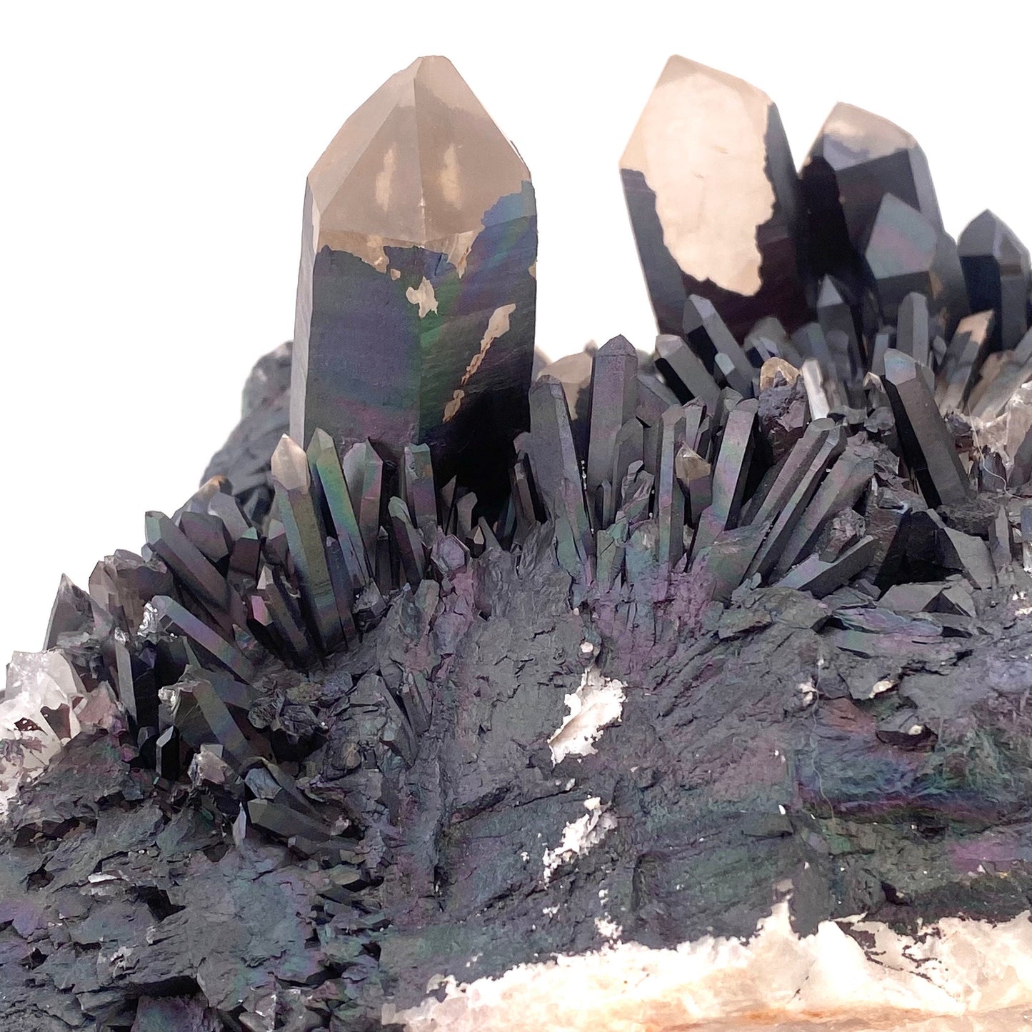 XXL Iridescent Colorful Goethite over Quartz (Madagascar) | natural quartz specimen, quartz crystal, goethite quartz, mineral specimen