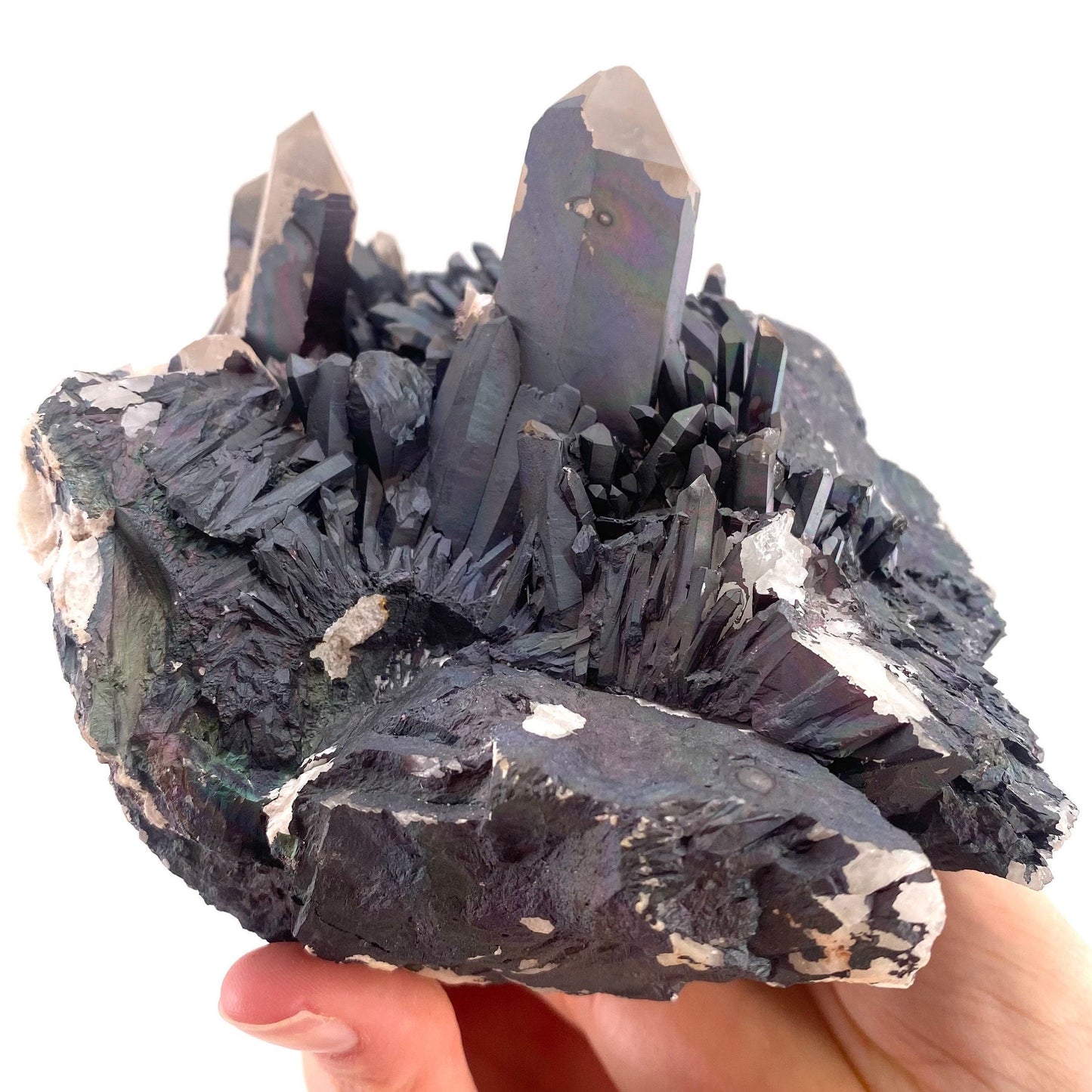 XXL Iridescent Colorful Goethite over Quartz (Madagascar) | natural quartz specimen, quartz crystal, goethite quartz, mineral specimen