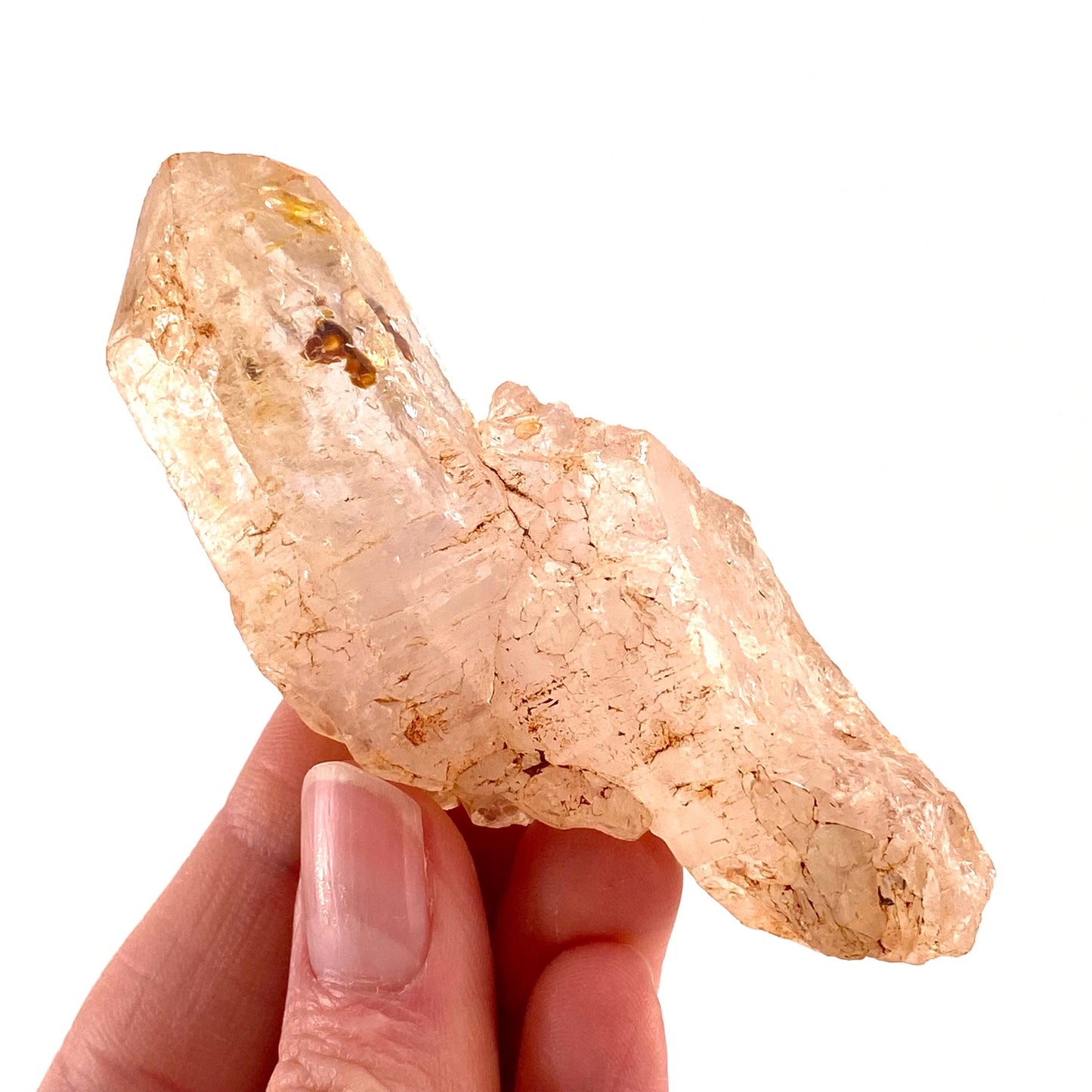 UV Reactive Petroleum Quartz Point (Madagascar) | natural petroleum quartz crystal, UV reactive crystal, enhydro quartz, firefly quartz