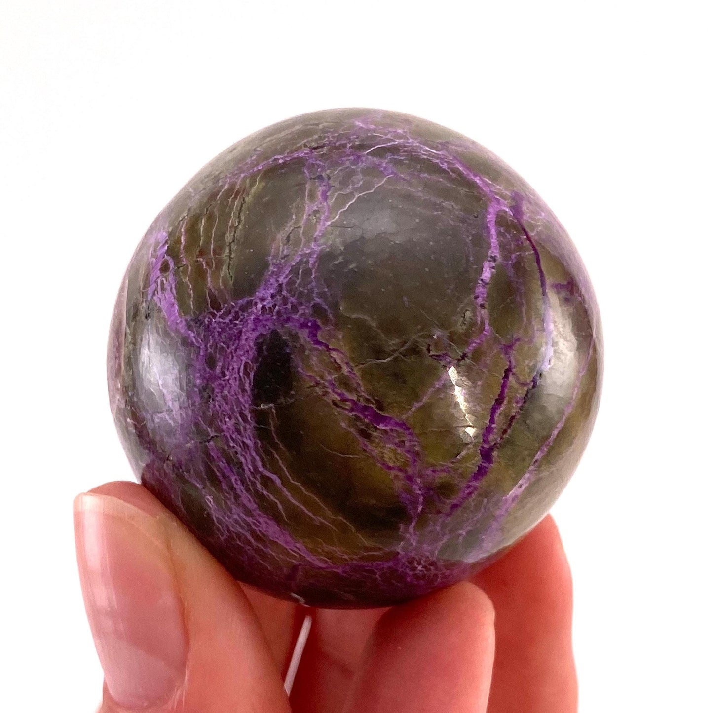 Stichtite Sphere, purple stichtite, polished Stichtite, mineral specimen, stichtite with serpentine, atlantisite