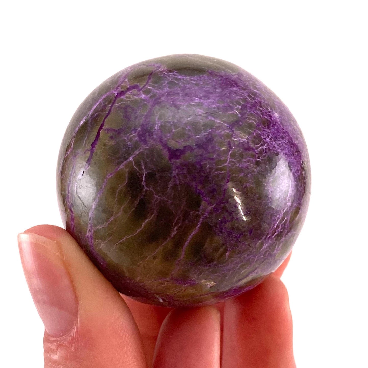 Stichtite Sphere, purple stichtite, polished Stichtite, mineral specimen, stichtite with serpentine, atlantisite