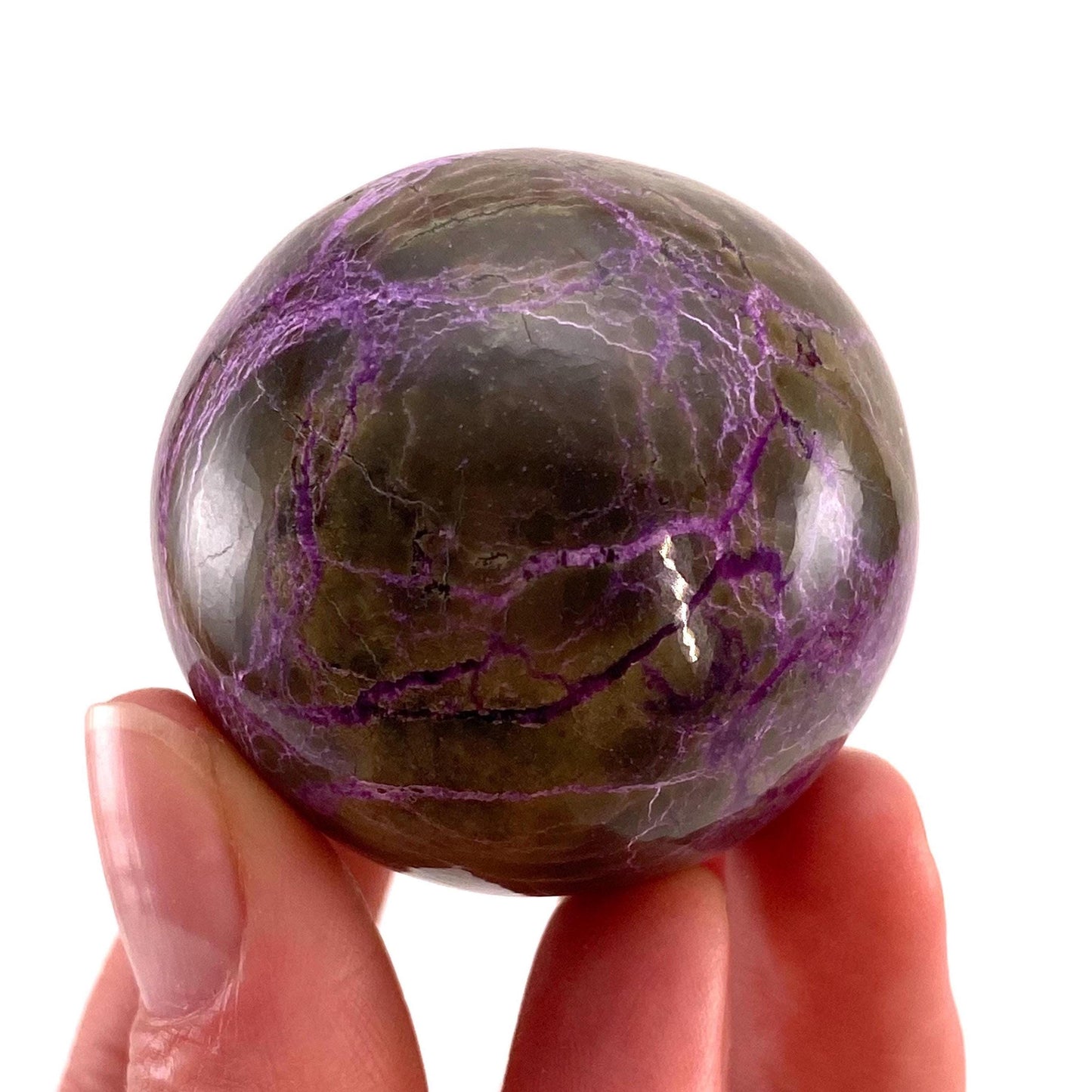 Stichtite Sphere, purple stichtite, polished Stichtite, mineral specimen, stichtite with serpentine, atlantisite