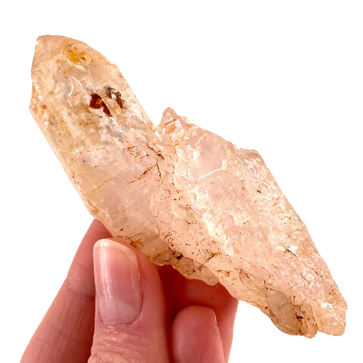 UV Reactive Petroleum Quartz Point (Madagascar) | natural petroleum quartz crystal, UV reactive crystal, enhydro quartz, firefly quartz