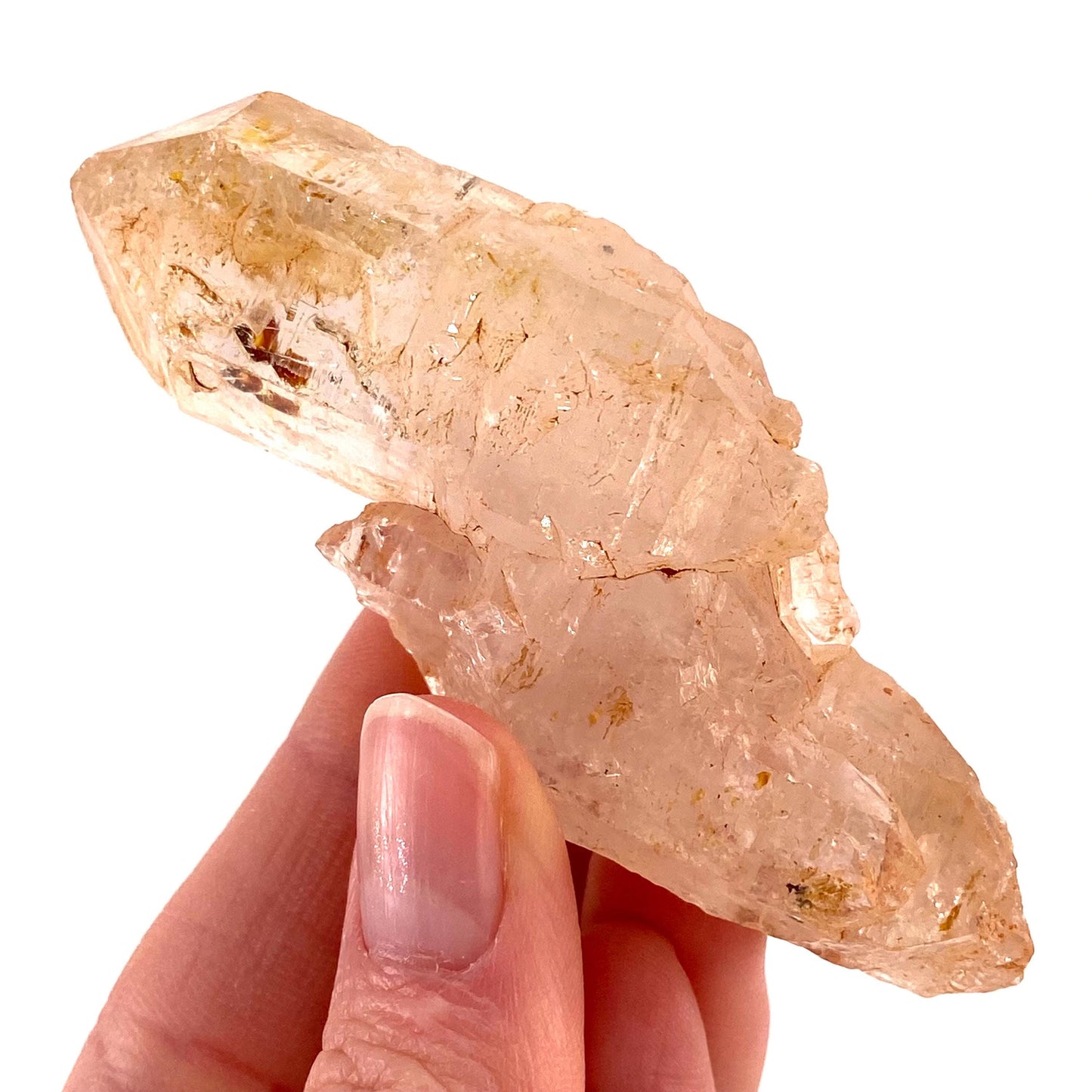UV Reactive Petroleum Quartz Point (Madagascar) | natural petroleum quartz crystal, UV reactive crystal, enhydro quartz, firefly quartz