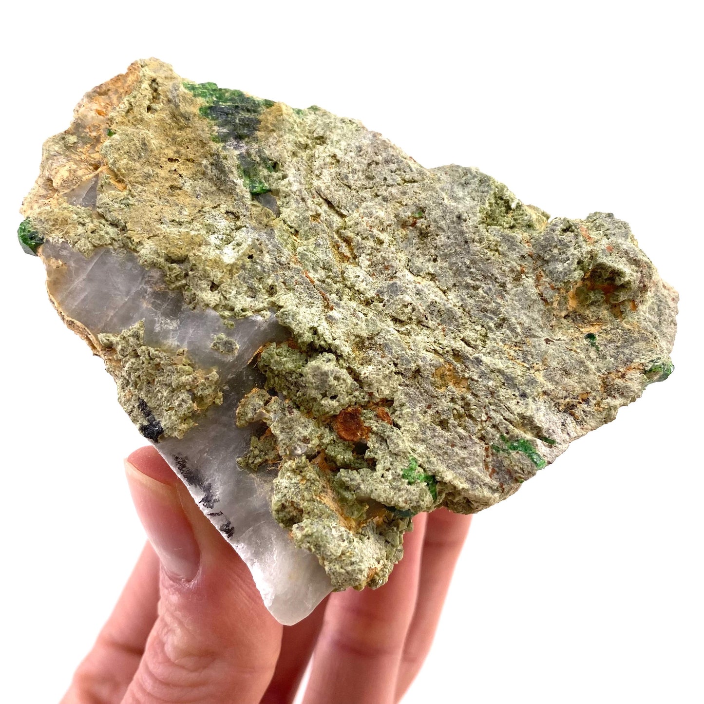 Demantoid Garnet & Diopside on Matrix (BeIqeys Mountain) | green garnet, rare minerals, demantoid garnet crystal, mineral specimen