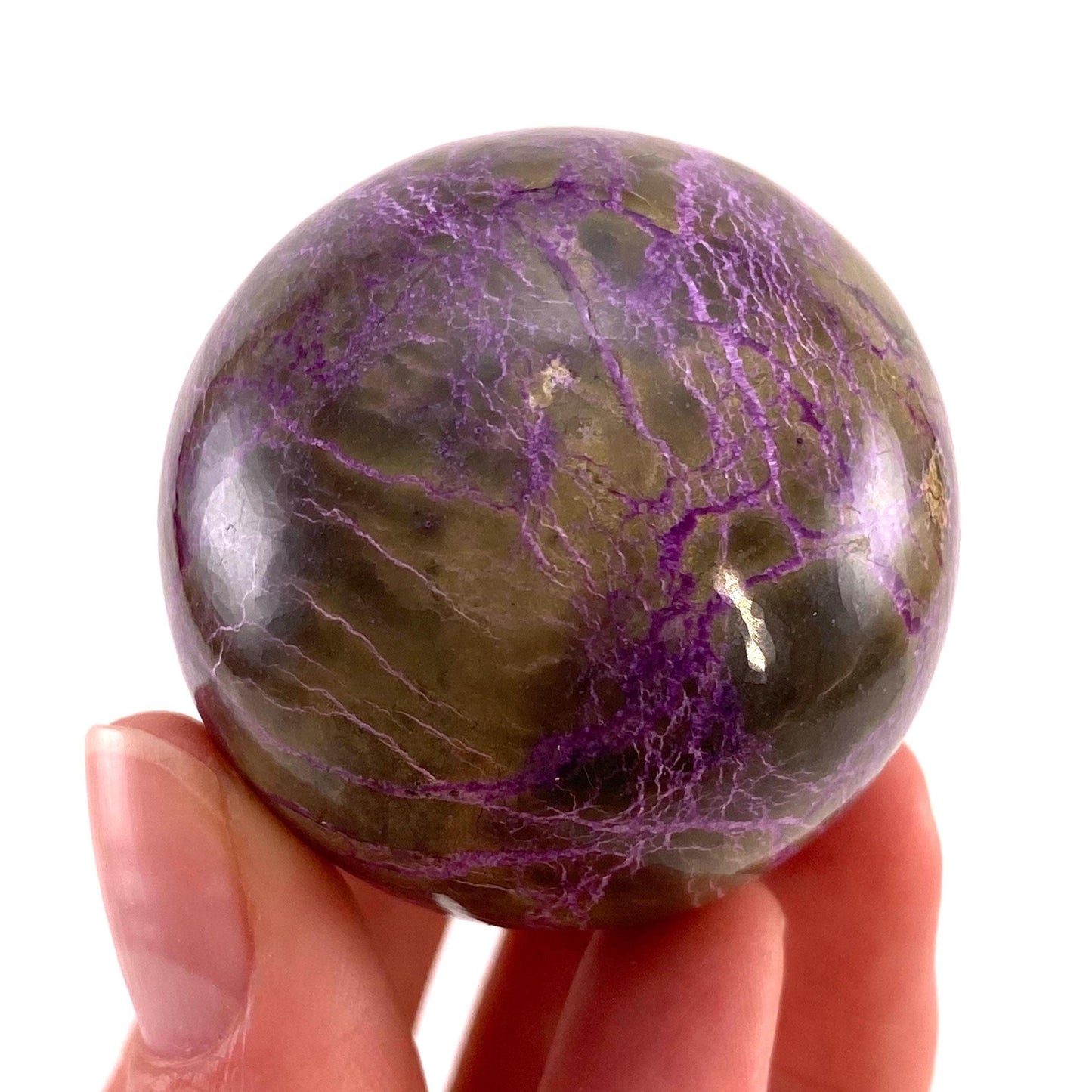 Stichtite Sphere, purple stichtite, polished Stichtite, mineral specimen, stichtite with serpentine, atlantisite