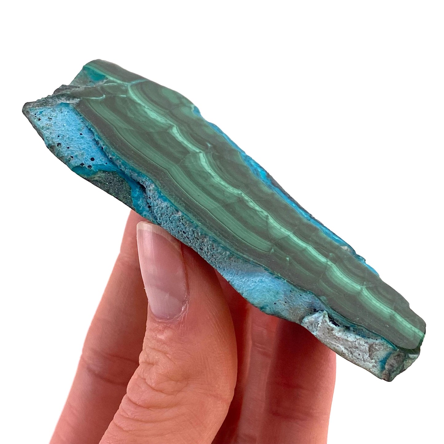 Malachite & Chrysocolla Slice (Congo), natural malachite, malachite slice, malachite slab, malacolla slice, polished malachite