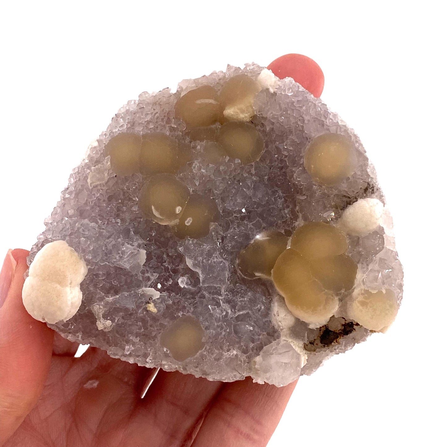 Botryoidal Fluorite on Quartz (India) | fried egg crystal, egg fluorite, fluorite crystal, mineral specimen, yellow fluorite