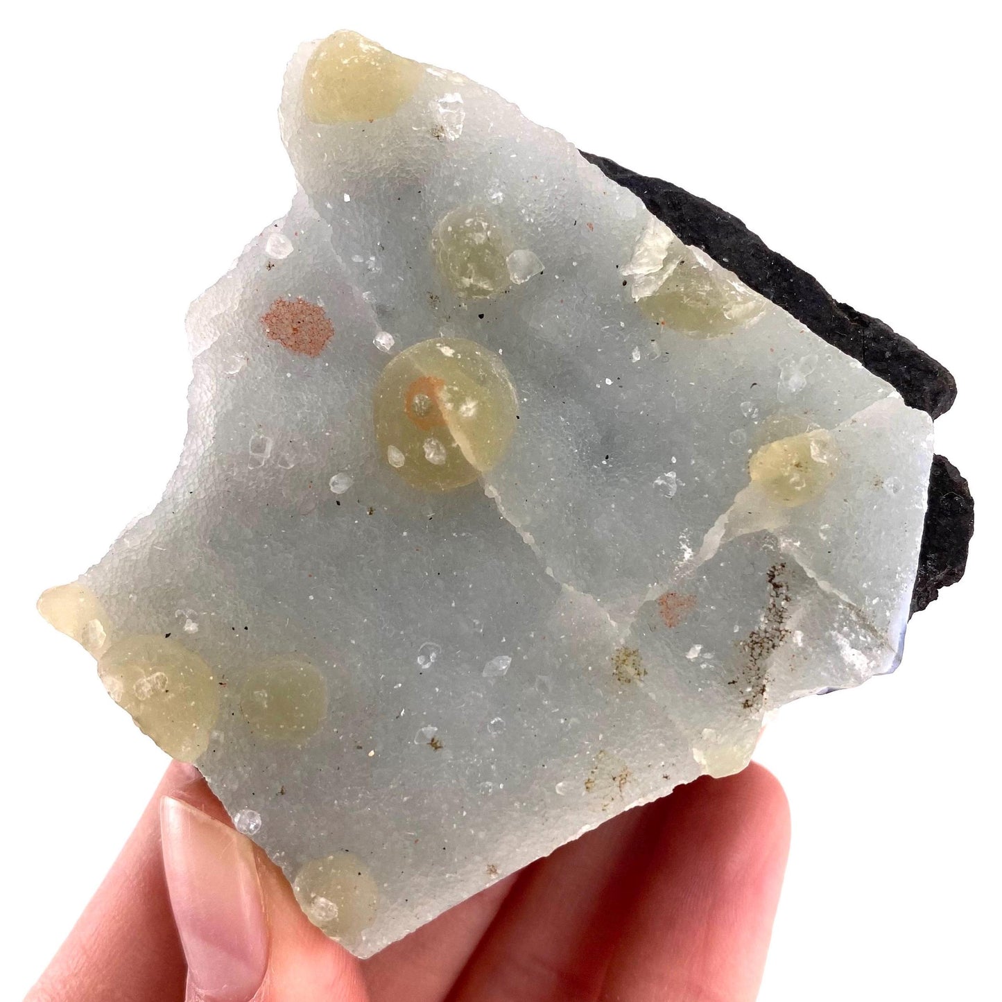Botryoidal Fluorite on Quartz (India) | fried egg crystal, egg fluorite, fluorite crystal, mineral specimen, yellow fluorite