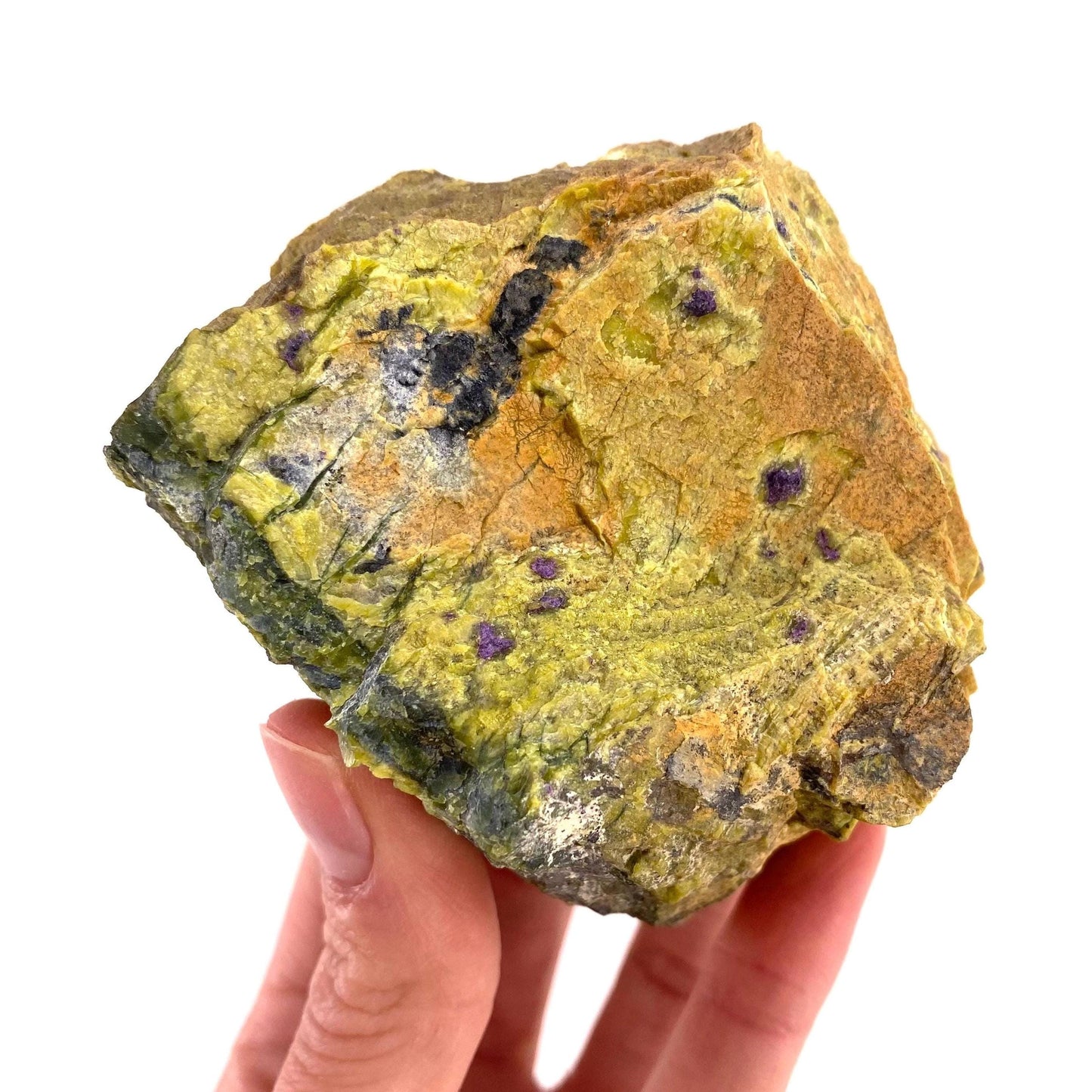Raw Atlantisite (Tasmania) | stichtite in serpentine, serpentine, purple stichtite, stichtite