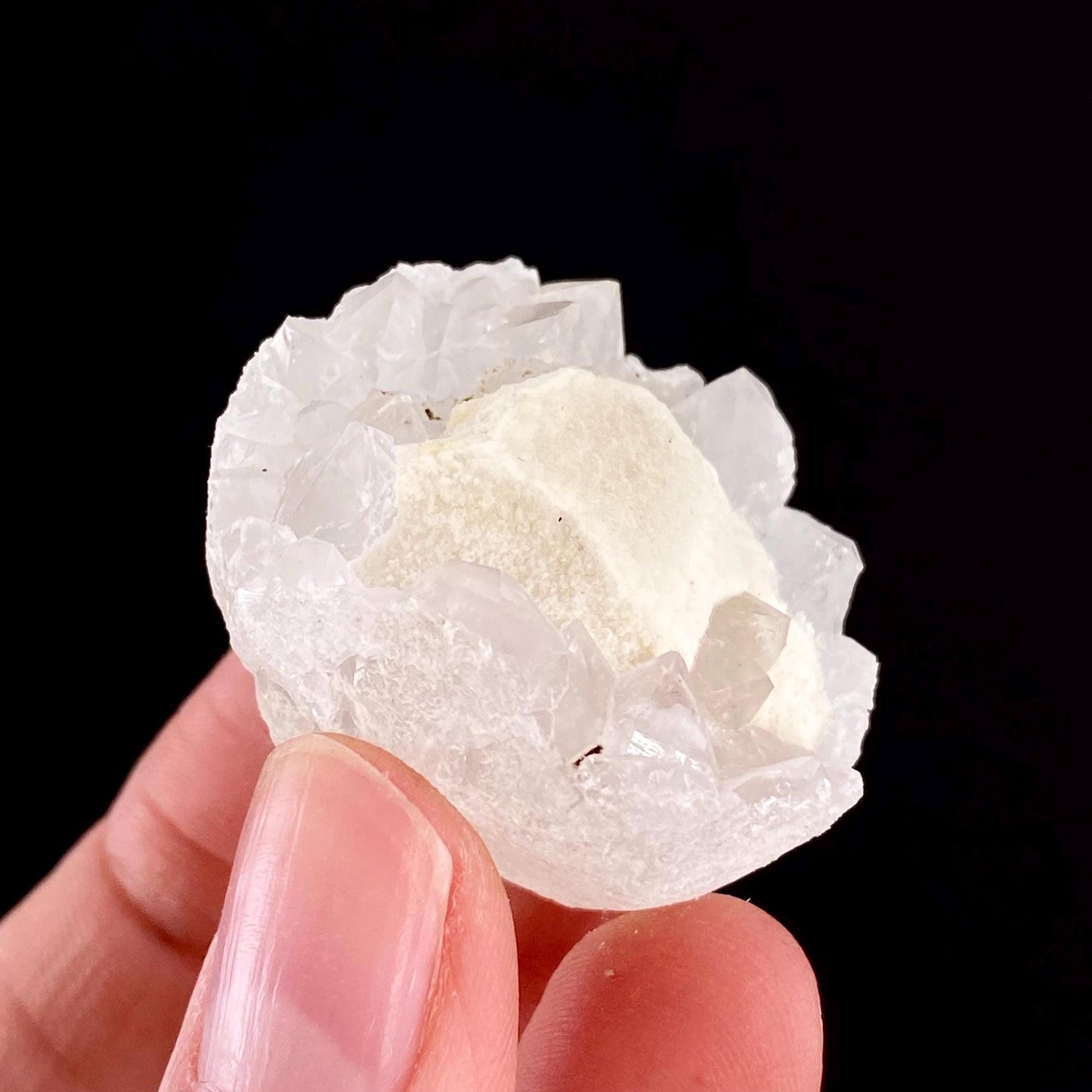 Botryoidal Fluorite on Quartz (India) | fried egg crystal, egg fluorite, fluorite crystal, mineral specimen, yellow fluorite