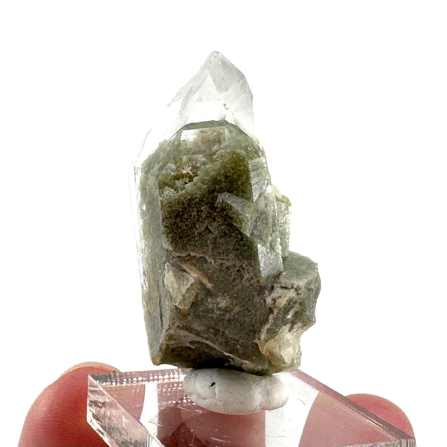 Green phantom quartz cluster (Pakistan) | green phantom quartz, chlorite quartz, green chlorite quartz