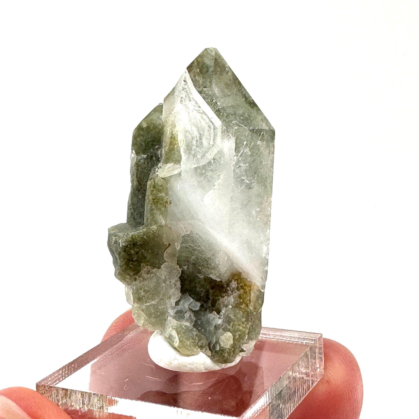Green phantom quartz cluster (Pakistan) | green phantom quartz, chlorite quartz, green chlorite quartz