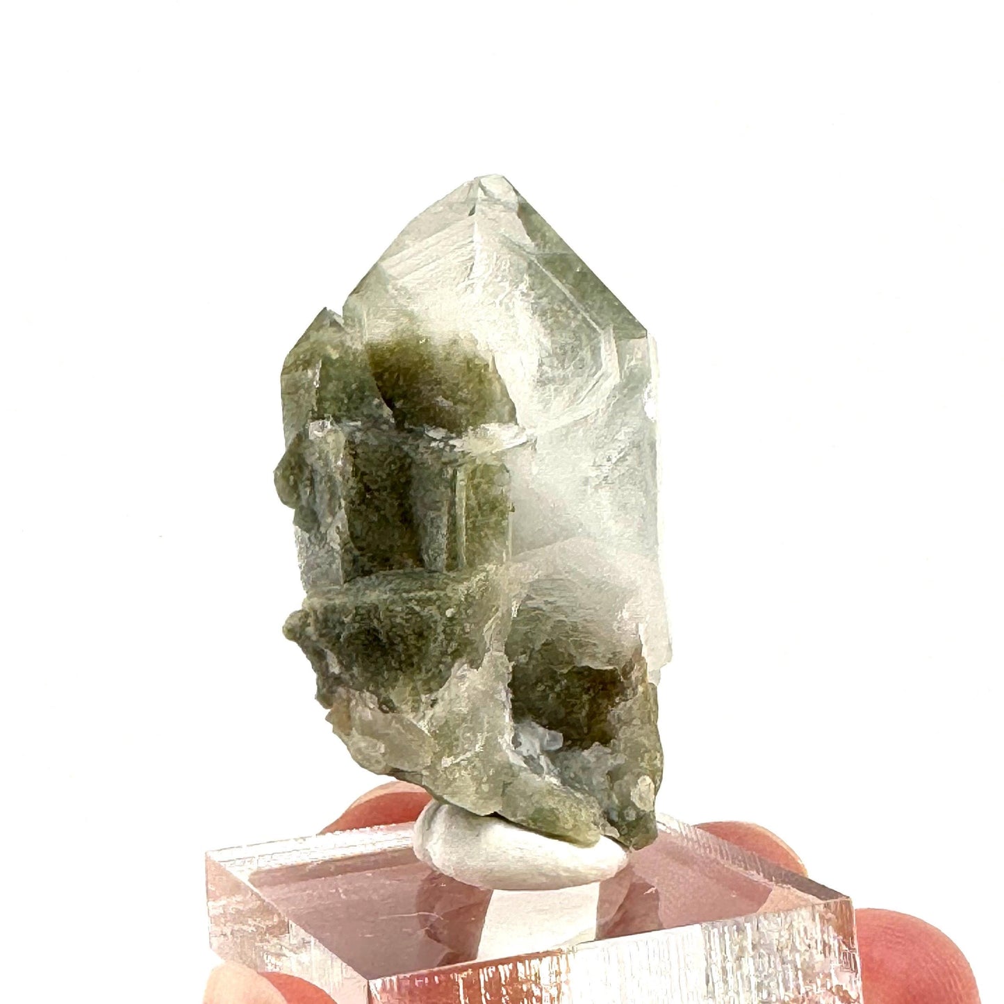 Green phantom quartz cluster (Pakistan) | green phantom quartz, chlorite quartz, green chlorite quartz
