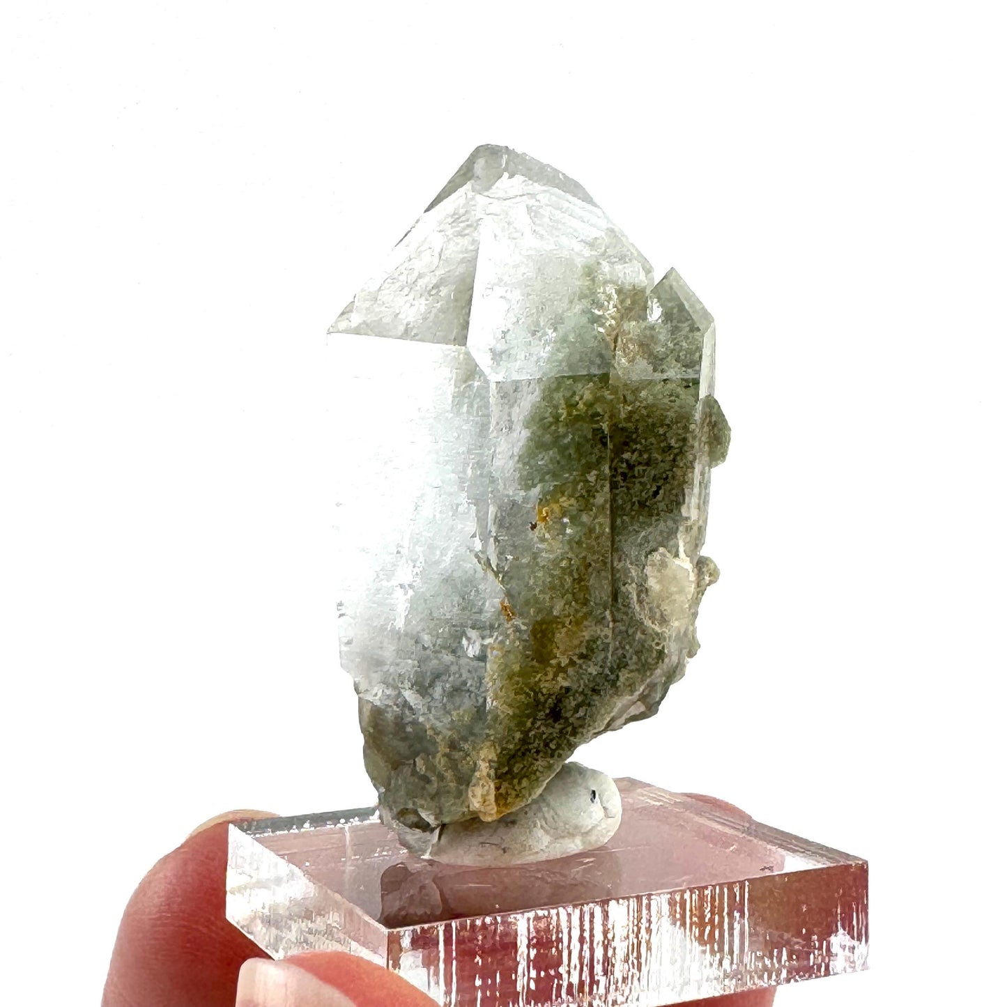 Green phantom quartz cluster (Pakistan) | green phantom quartz, chlorite quartz, green chlorite quartz