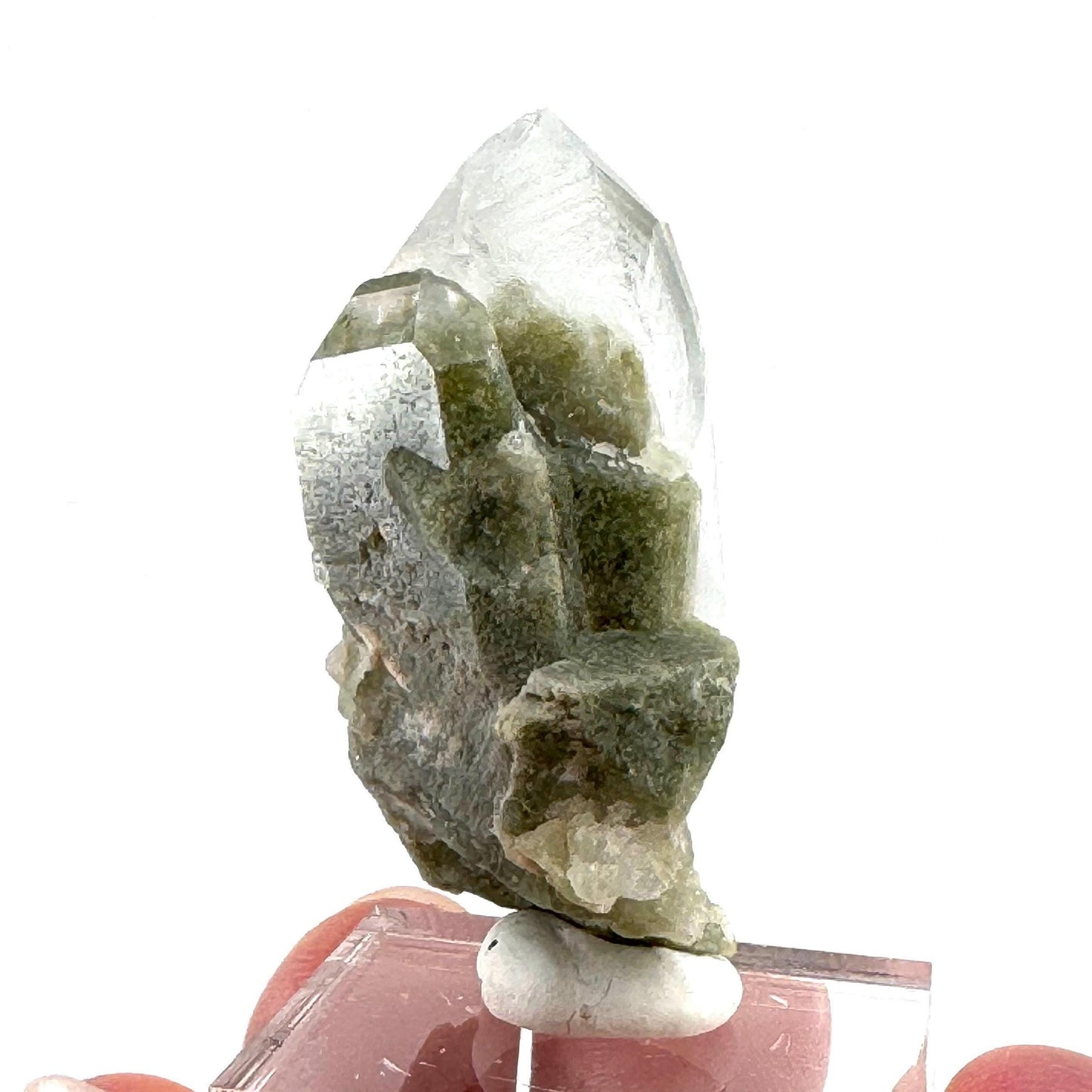 Green phantom quartz cluster (Pakistan) | green phantom quartz, chlorite quartz, green chlorite quartz