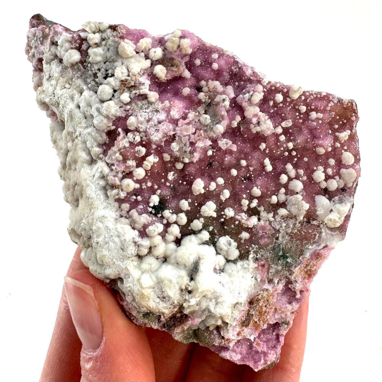 Sparkly Cobalto Calcite & Chalcedony (Congo), cobalto calcite, cobaltoan calcite, salrose