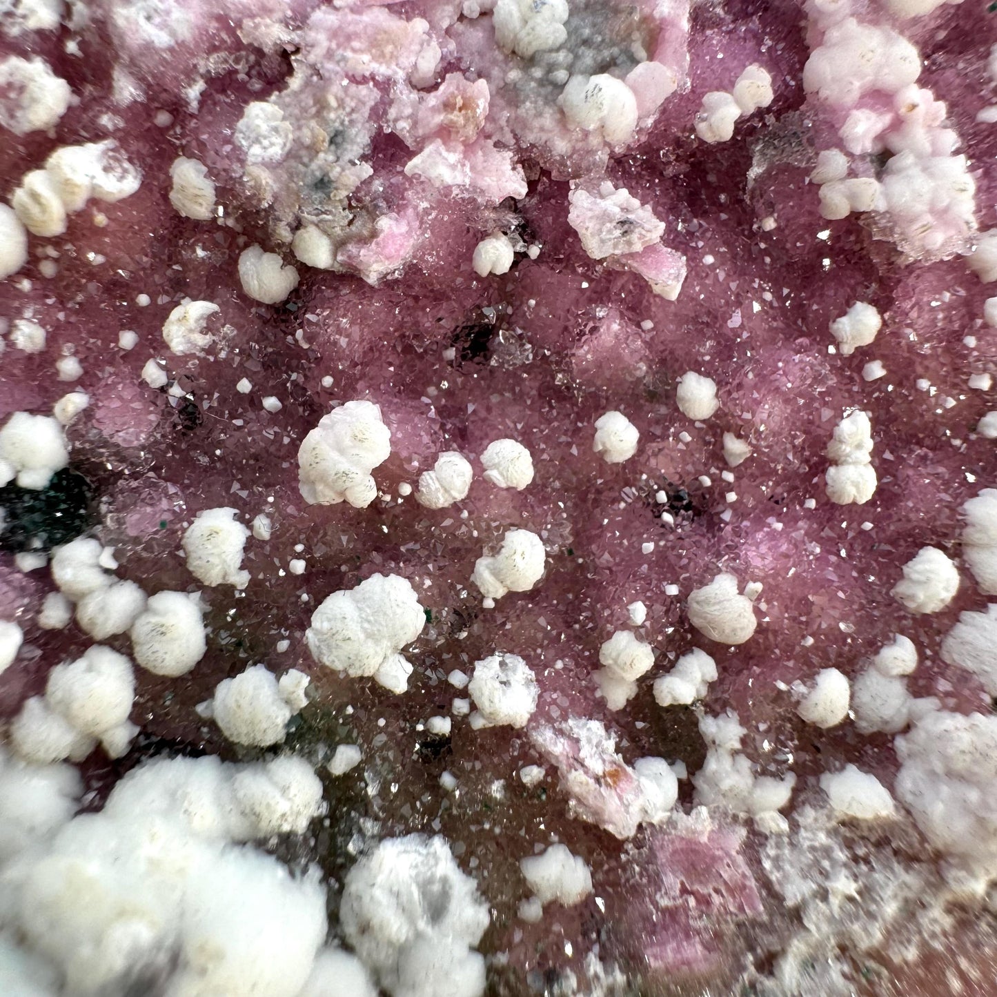 Sparkly Cobalto Calcite & Chalcedony (Congo), cobalto calcite, cobaltoan calcite, salrose