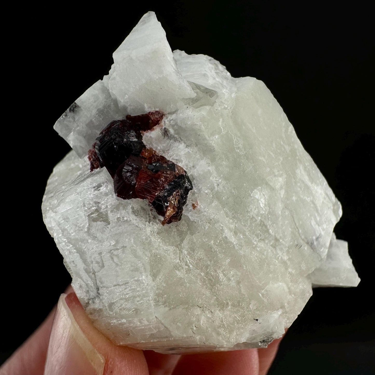 Spessartine Garnet with Albite (Pakistan) | raw garnet crystal, garnet crystal, rare crystals, orange garnet, mineral specimen