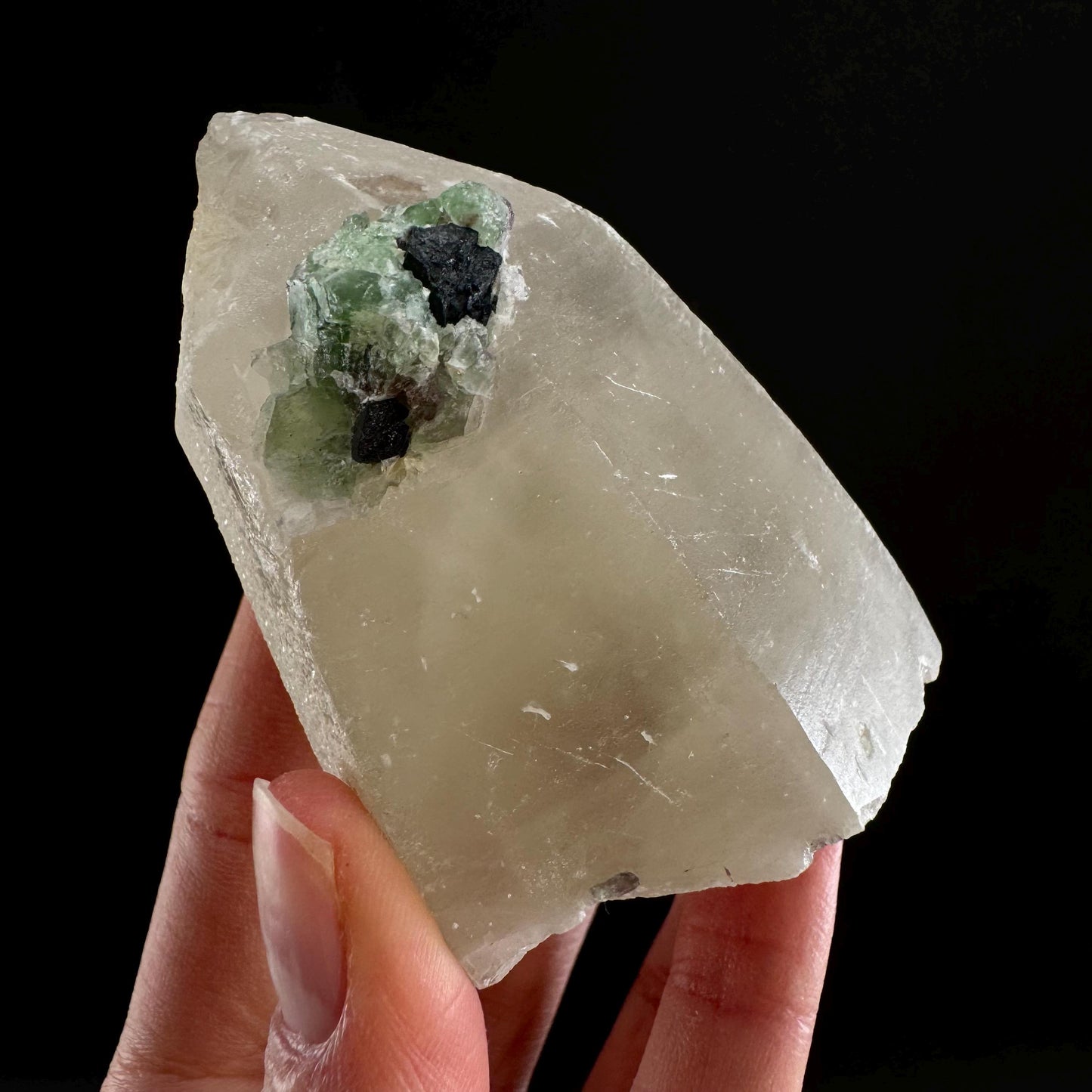 Erongo Quartz with Black Tourmaline & Fluorite (Namibia) | quartz crystal, quartz point, quartz, crystals