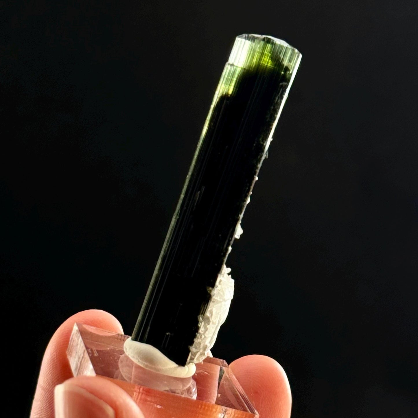 Green Cap Tourmaline with Albite (Pakistan) | raw tourmaline, green tourmaline, tourmaline crystal, rare minerals, rare crystals