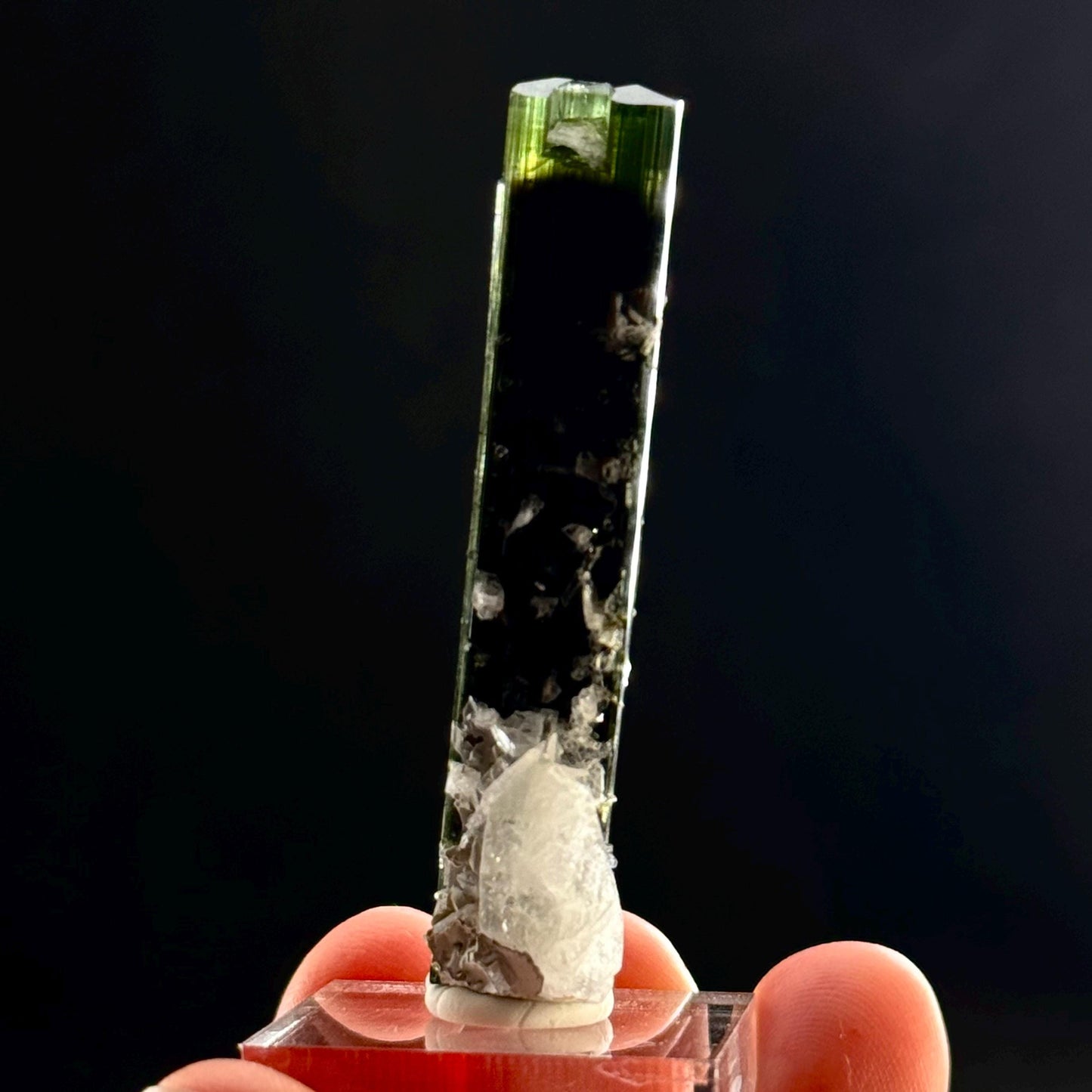 Green Cap Tourmaline with Albite (Pakistan) | raw tourmaline, green tourmaline, tourmaline crystal, rare minerals, rare crystals